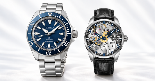 Three watches with dark blue and light dials