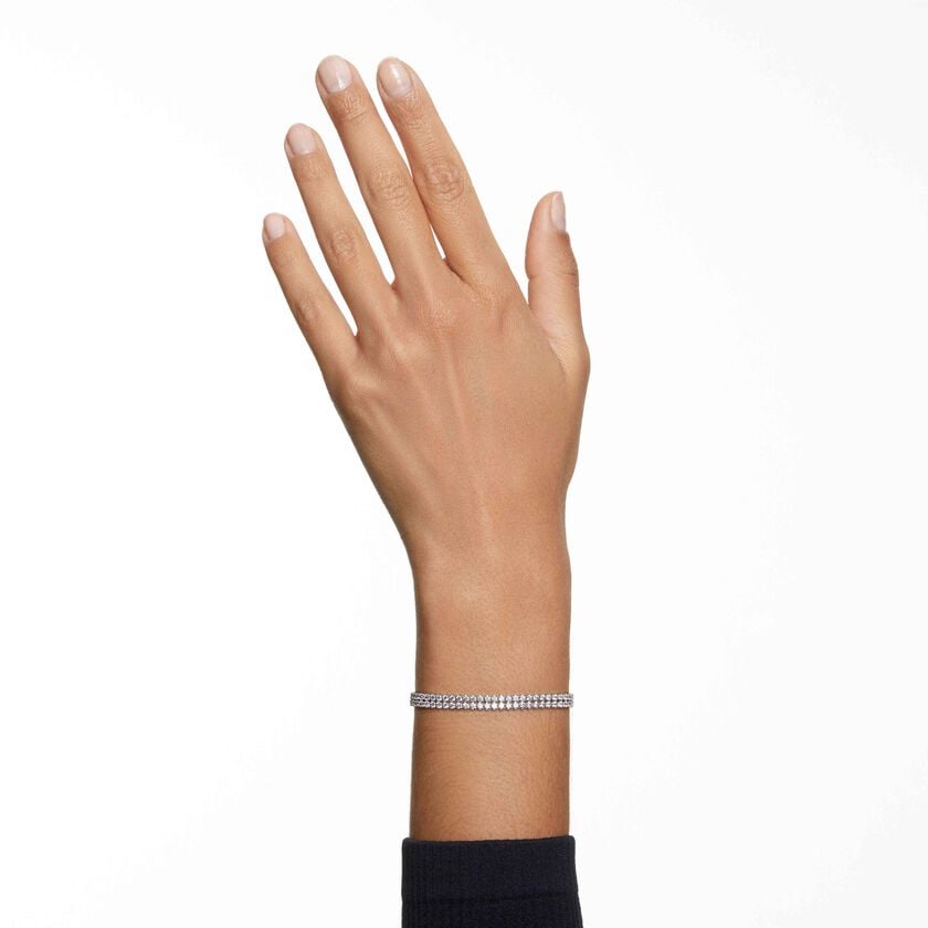 Swarovski Matrix Tennis bracelet Round cut, White, Rhodium plated 5221397