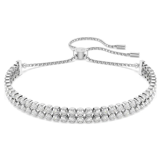 Swarovski Matrix Tennis bracelet Round cut, White, Rhodium plated 5221397