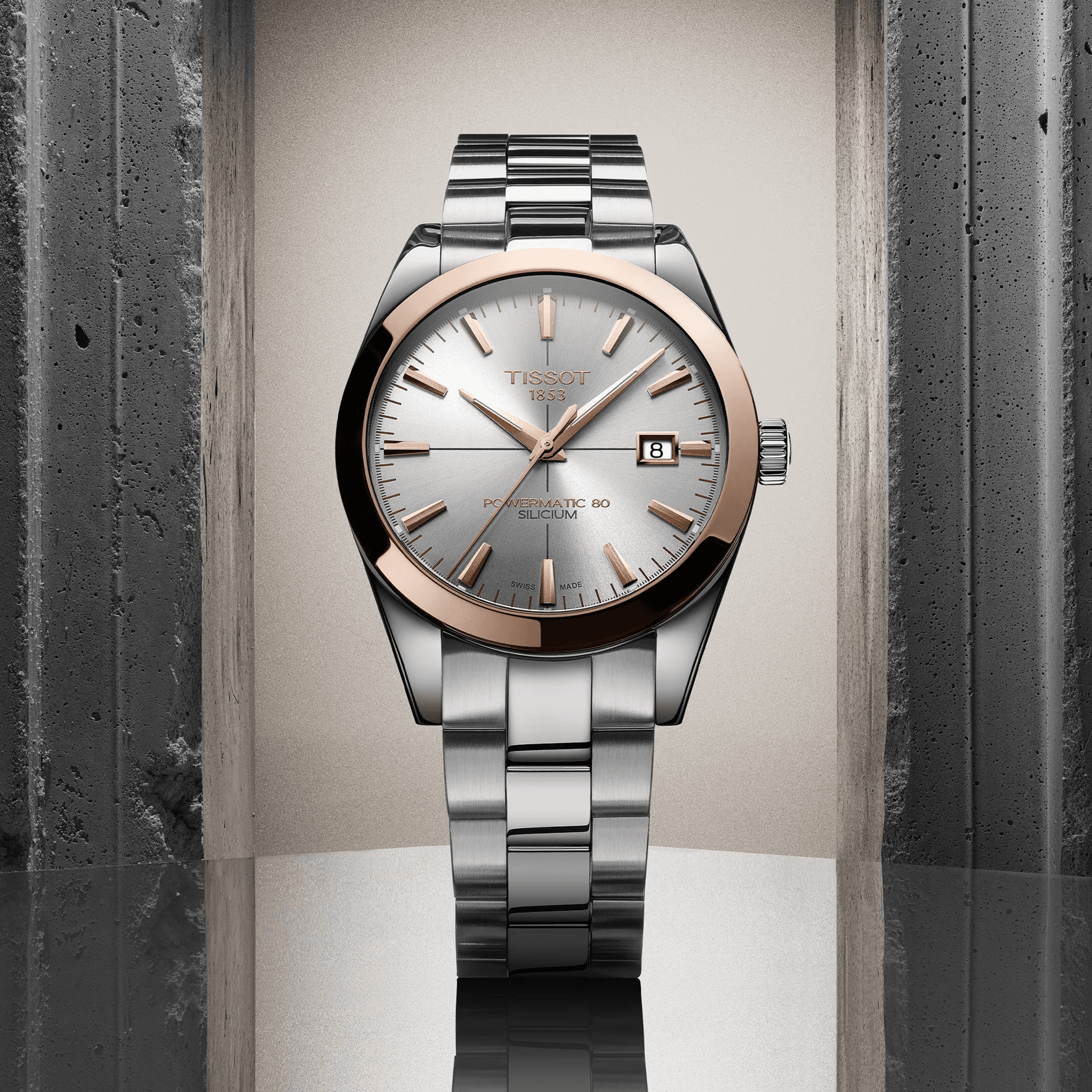 Tissot Gentleman Powermatic 80 Silicium Solid 18K Gold bezel Watch T927.407.41.031.00