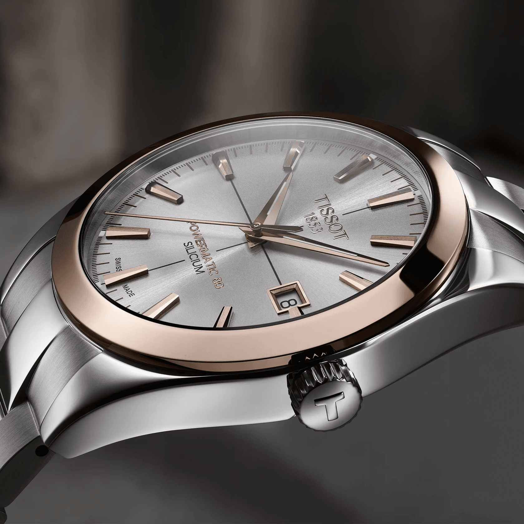 Tissot Gentleman Powermatic 80 Silicium Solid 18K Gold bezel Watch T927.407.41.031.00