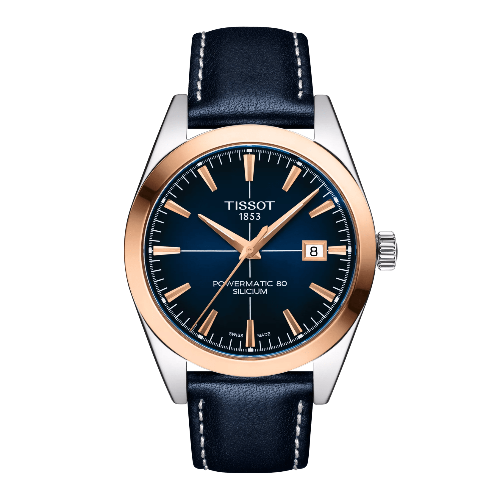Tissot Gentleman Powermatic 80 Silicium Solid 18K Gold bezel Watch T927.407.46.041.00