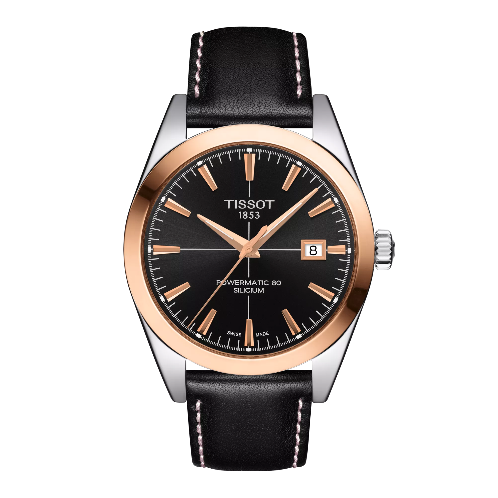 Tissot Gentleman Powermatic 80 Silicium Solid 18K Gold bezel Watch T927.407.46.051.00