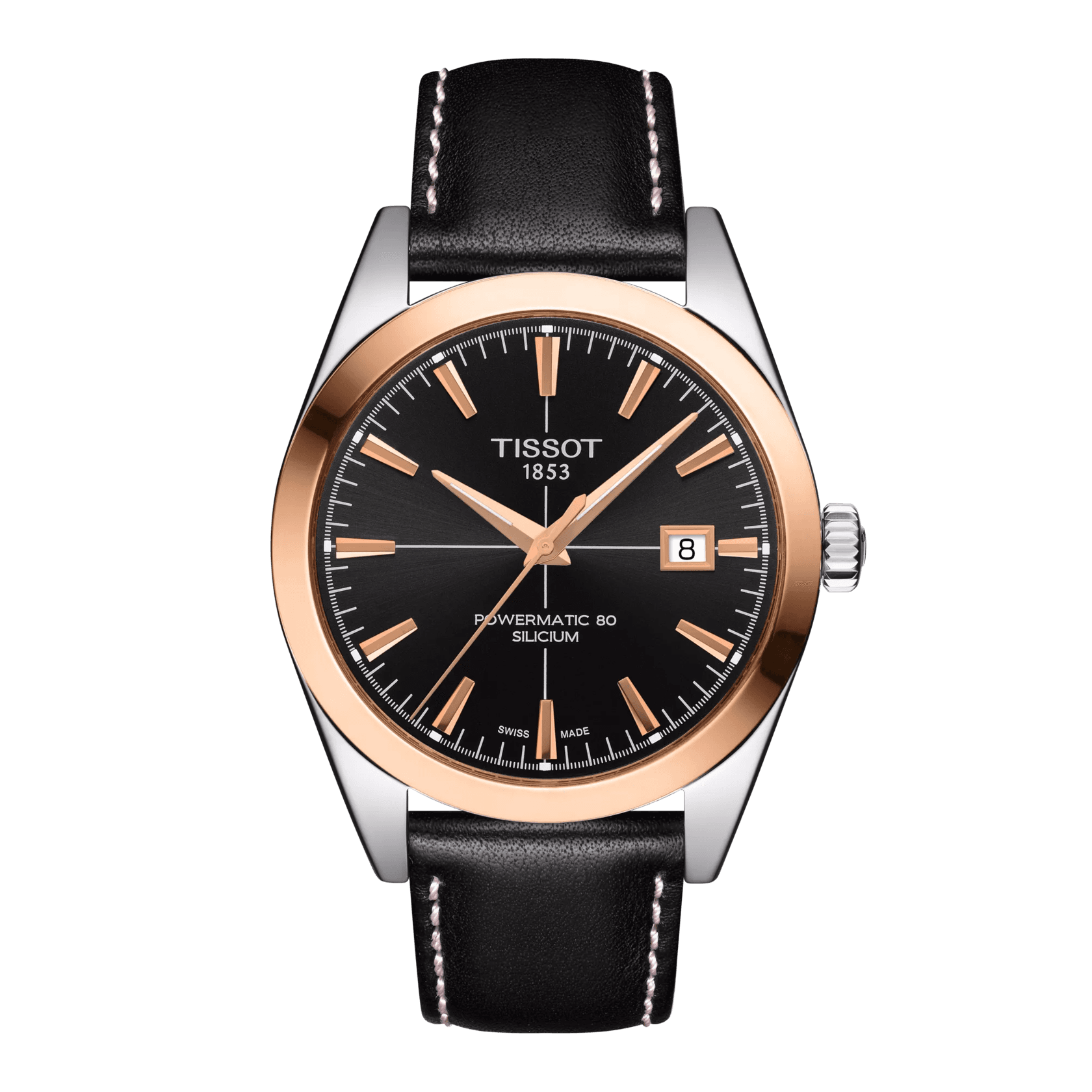 Tissot Gentleman Powermatic 80 Silicium Solid 18K Gold bezel Watch T927.407.46.051.00