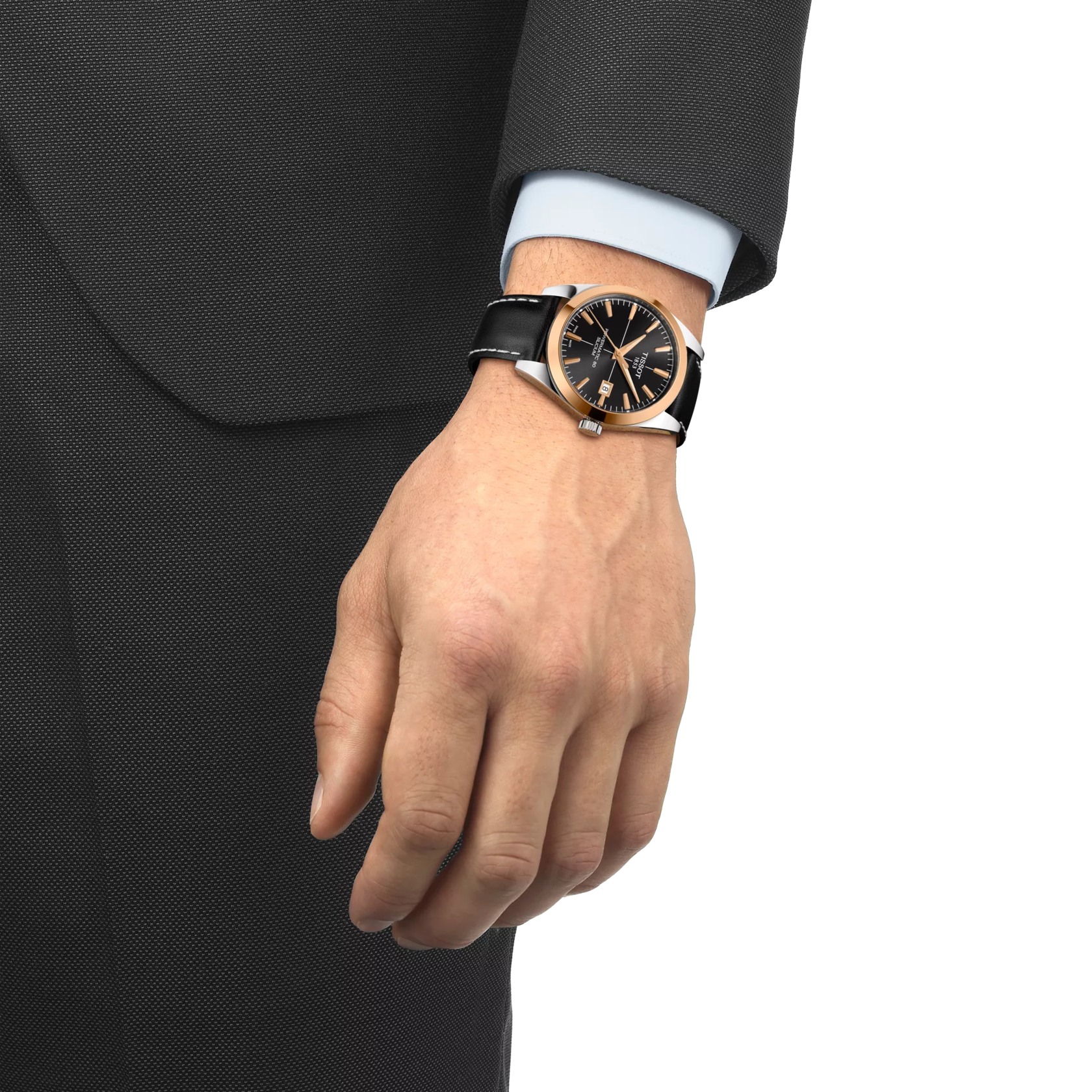 Tissot Gentleman Powermatic 80 Silicium Solid 18K Gold bezel Watch T927.407.46.051.00