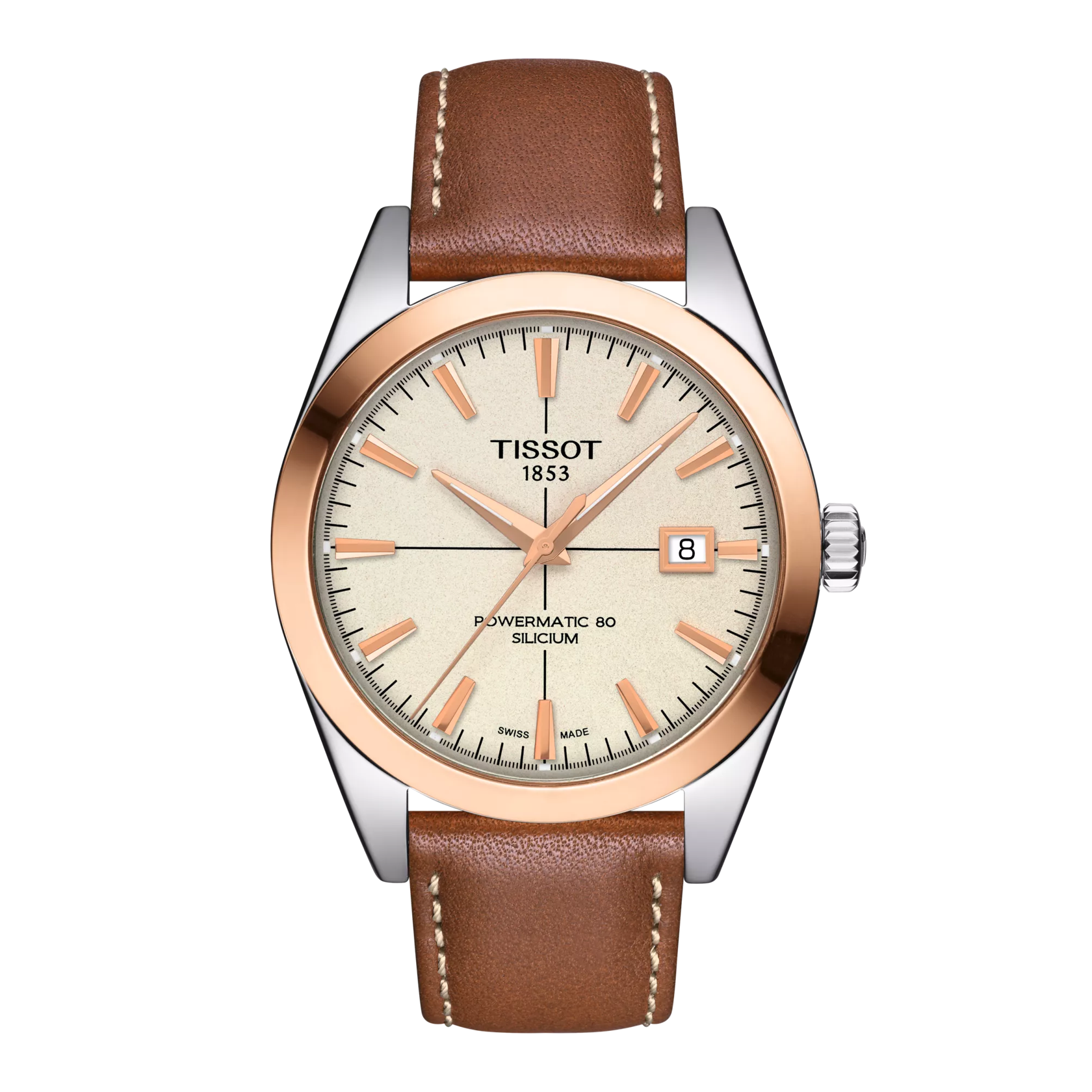 Tissot Gentleman Powermatic 80 Silicium Solid 18K Gold bezel Watch T927.407.46.261.00