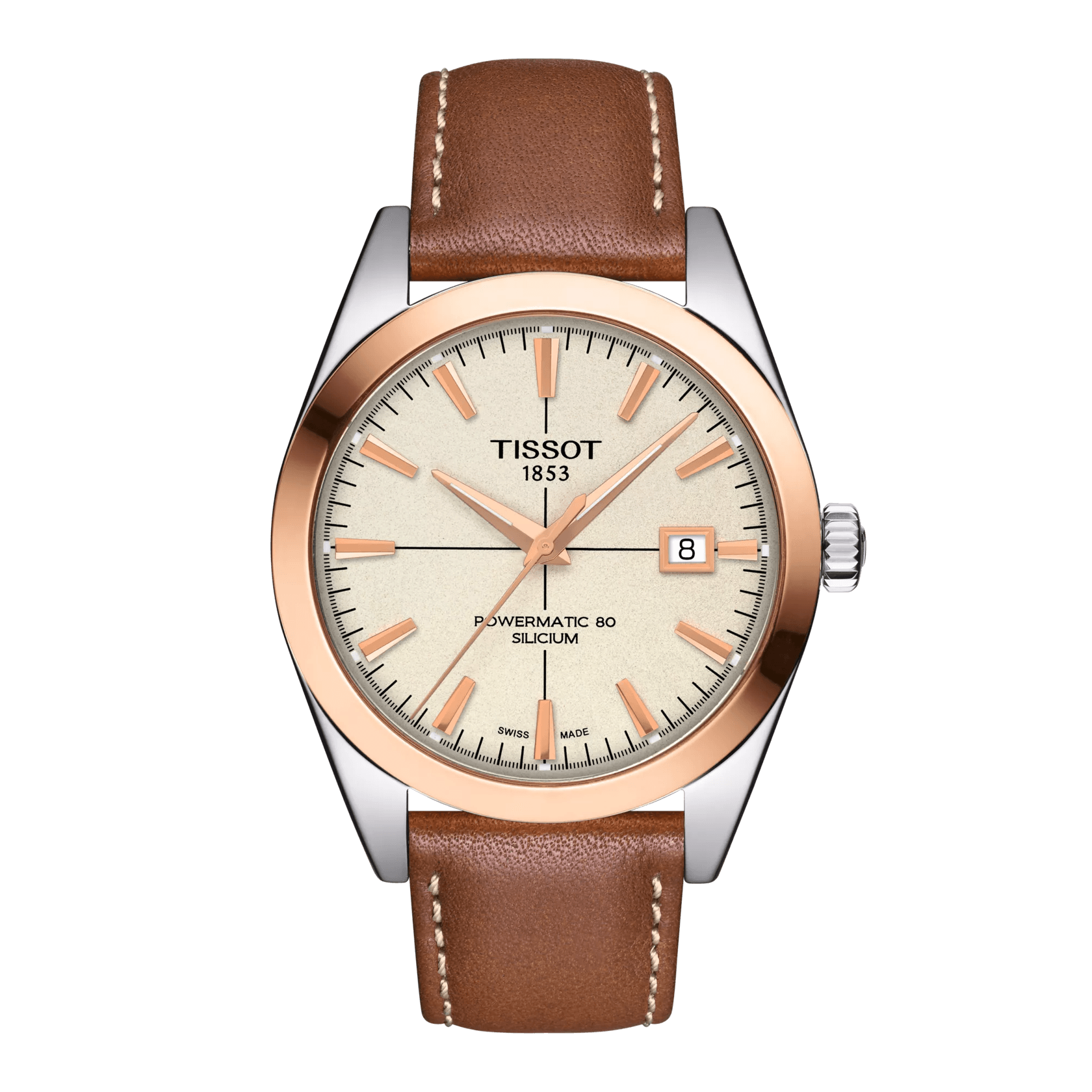 Tissot Gentleman Powermatic 80 Silicium Solid 18K Gold bezel Watch T927.407.46.261.00