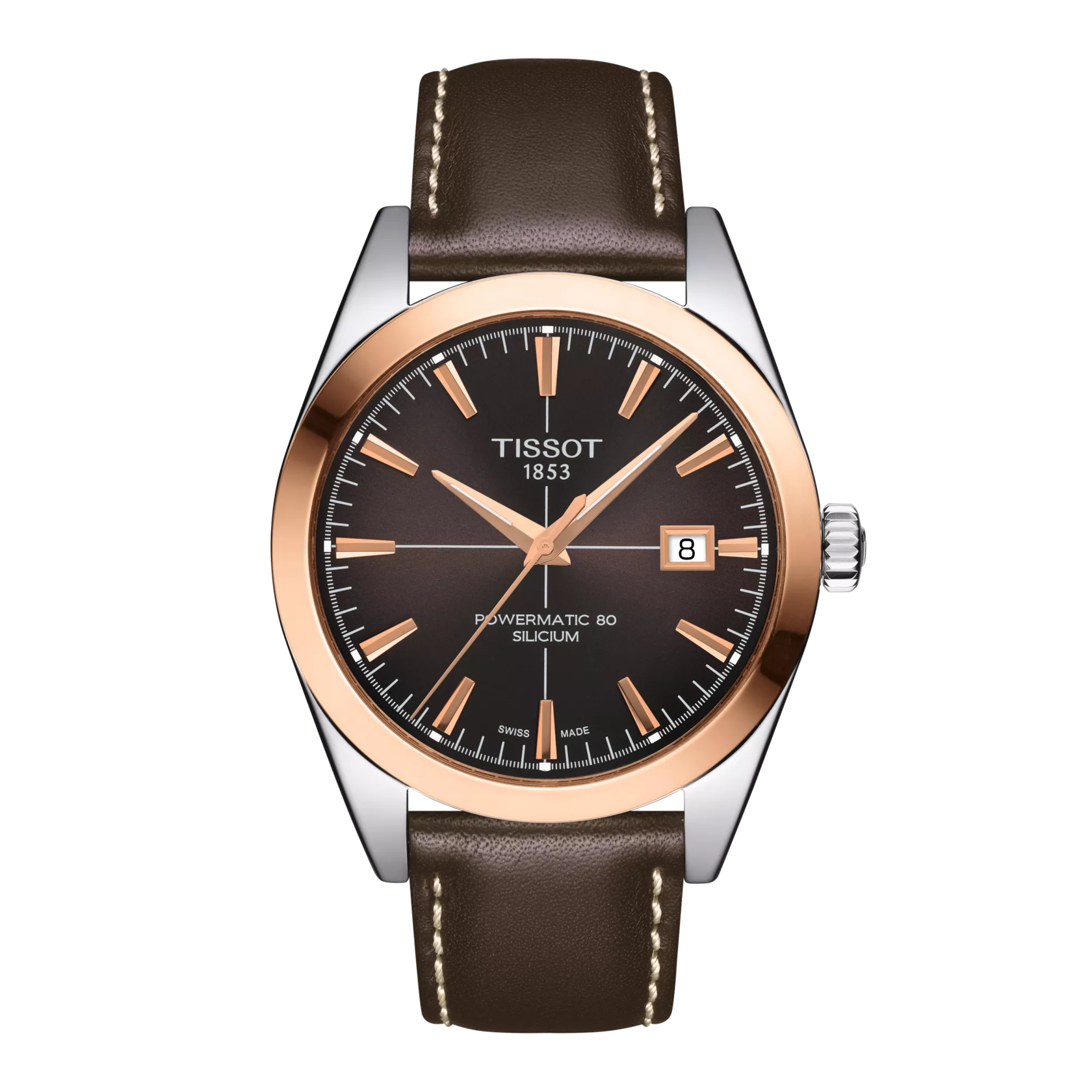 Tissot Gentleman Powermatic 80 Silicium Solid 18K Gold bezel Watch T927.407.46.291.00