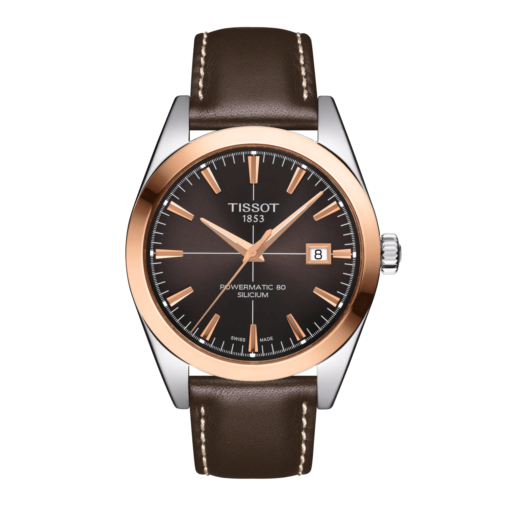Tissot Gentleman Powermatic 80 Silicium Solid 18K Gold bezel Watch T927.407.46.291.00