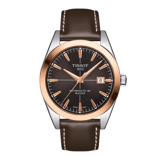 Tissot Gentleman Powermatic 80 Silicium Solid 18K Gold bezel Watch T927.407.46.291.00