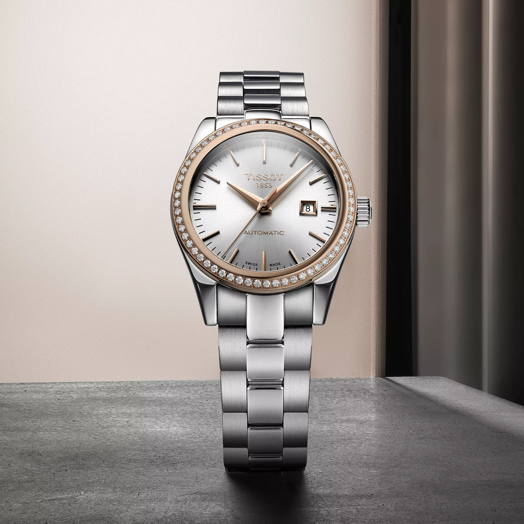 Tissot T-My Lady Automatic 18K Gold bezel Watch T930.007.41.031.00