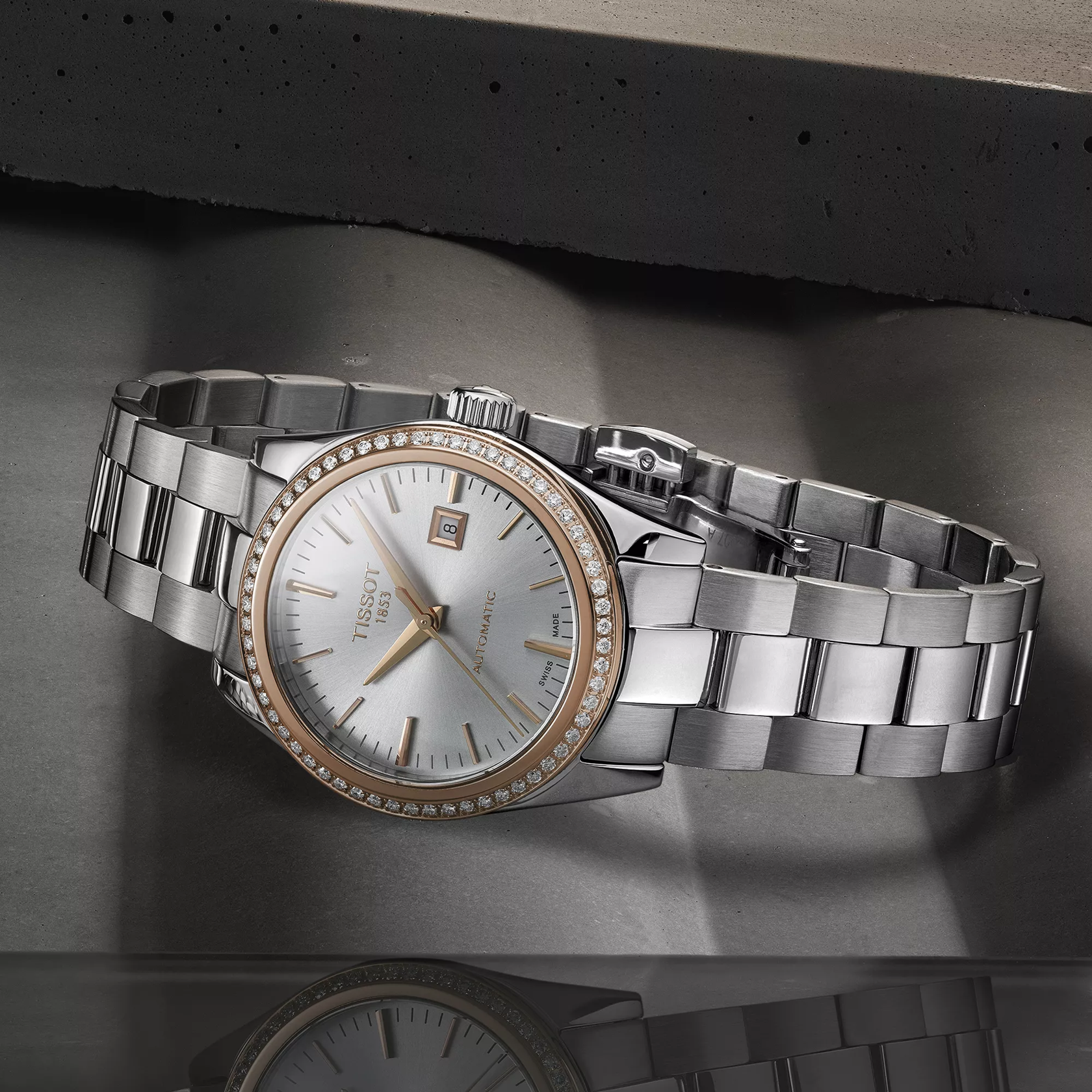 Tissot T-My Lady Automatic 18K Gold bezel Watch T930.007.41.031.00