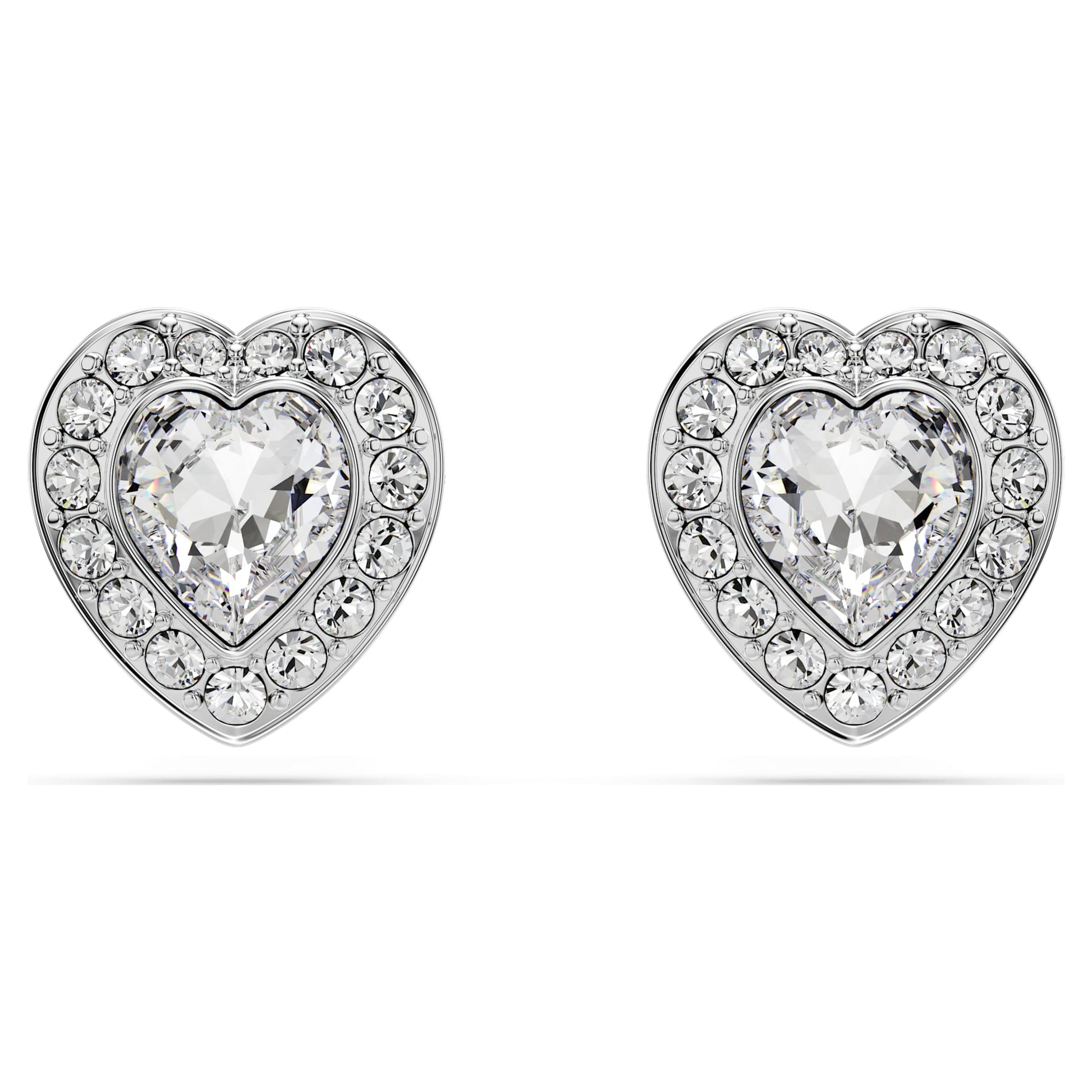 Swarovski Ariana Grande x Swarovski stud earrings Mixed cuts, Heart, White, Rhodium plated 5720859