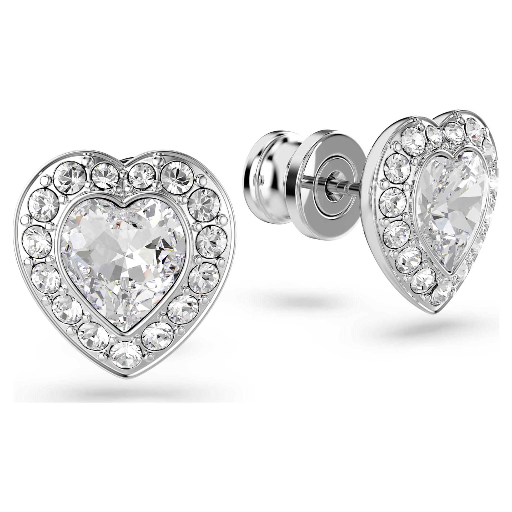 Swarovski Ariana Grande x Swarovski stud earrings Mixed cuts, Heart, White, Rhodium plated 5720859