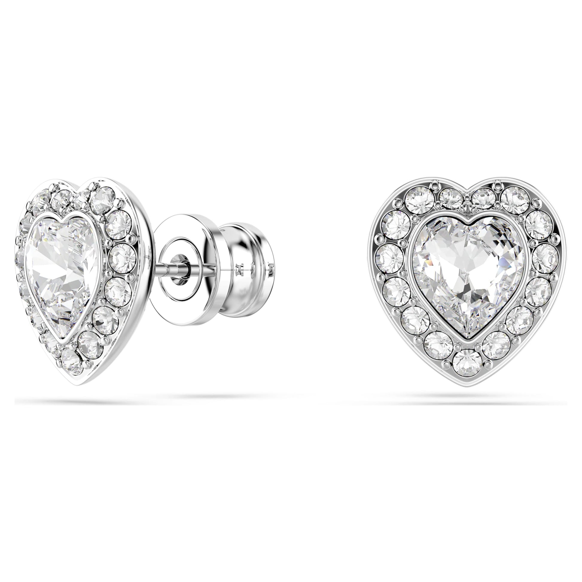 Swarovski Ariana Grande x Swarovski stud earrings Mixed cuts, Heart, White, Rhodium plated 5720859