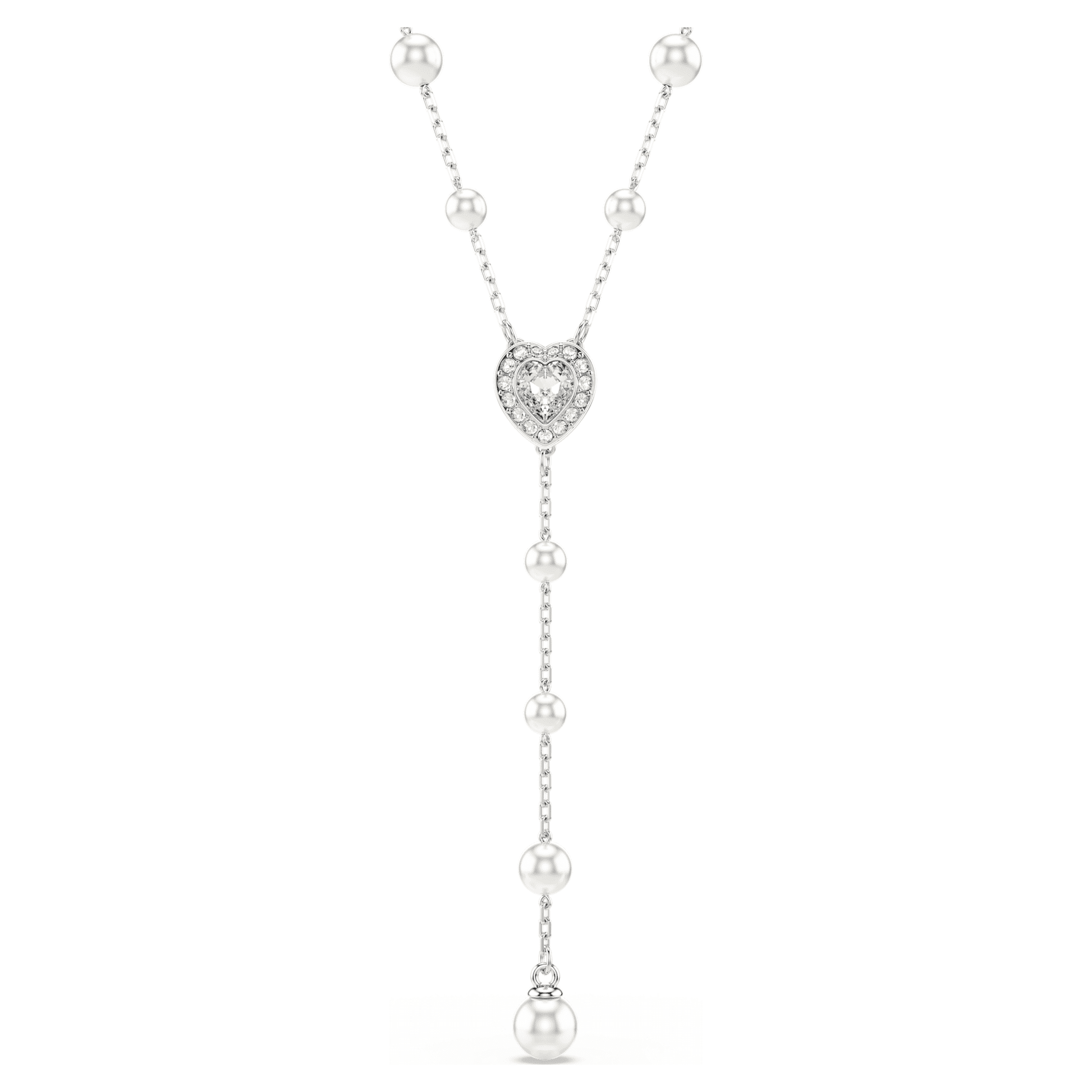 Swarovski Ariana Grande x Swarovski Y Necklace Mixed cuts, Crystal pearl, Heart, White, Rhodium plated 5720855