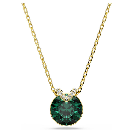 Swarovski Bella V pendant Round cut, Green, Gold-tone plated 5735387, full view