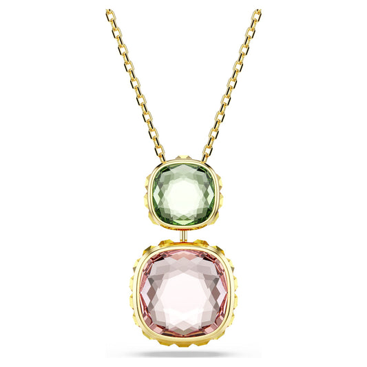 Swarovski Chroma pendant Cushion cut, Multicolored, Gold-tone plated 5692496