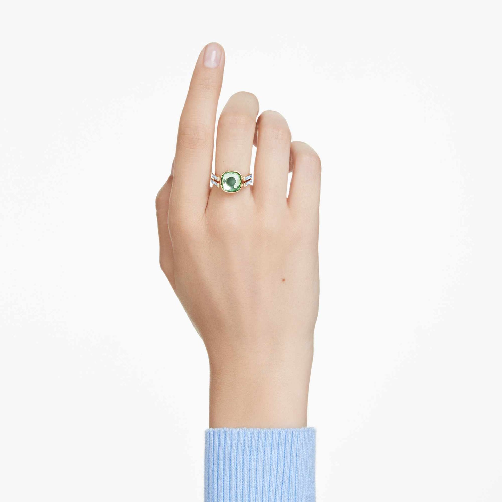 Swarovski Chroma ring Cushion cut, Multicolored, Gold-tone plated 5706304