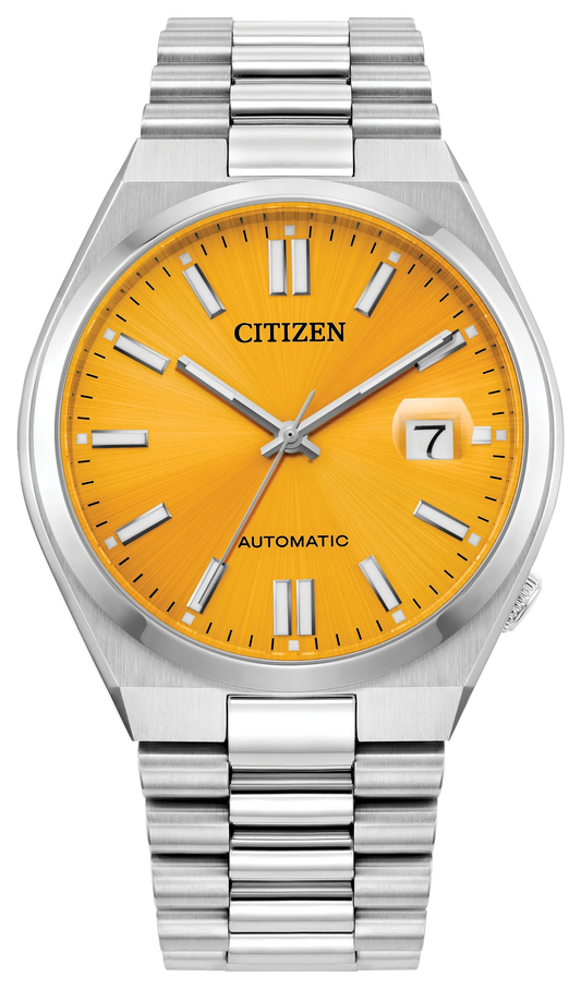 Citizen Tsuyosa NJ0150-56Z yellow dial stainless steel watch, front view