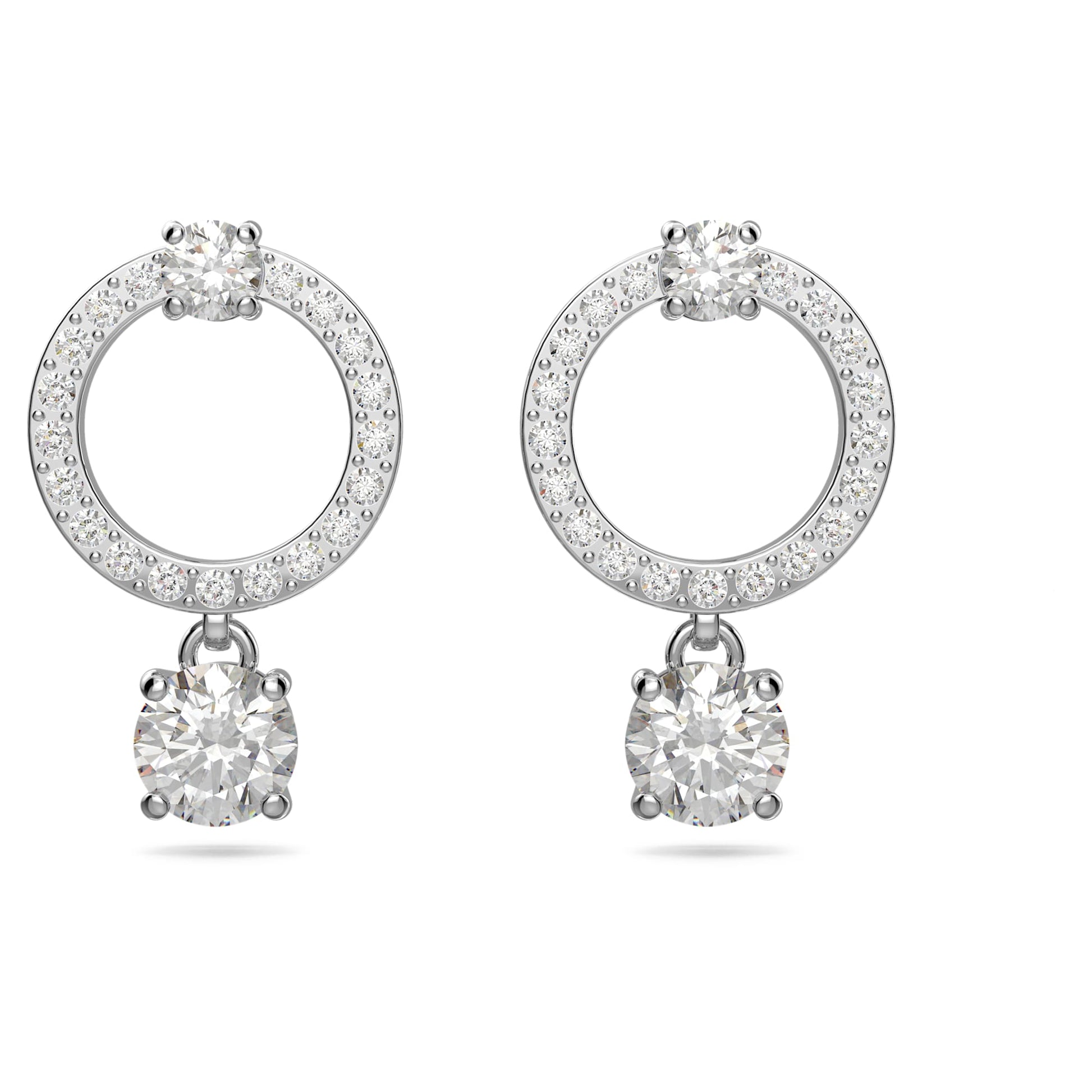 Swarovski Jewelry Constella hoop earrings Round cut, White, Rhodium plated 5563278