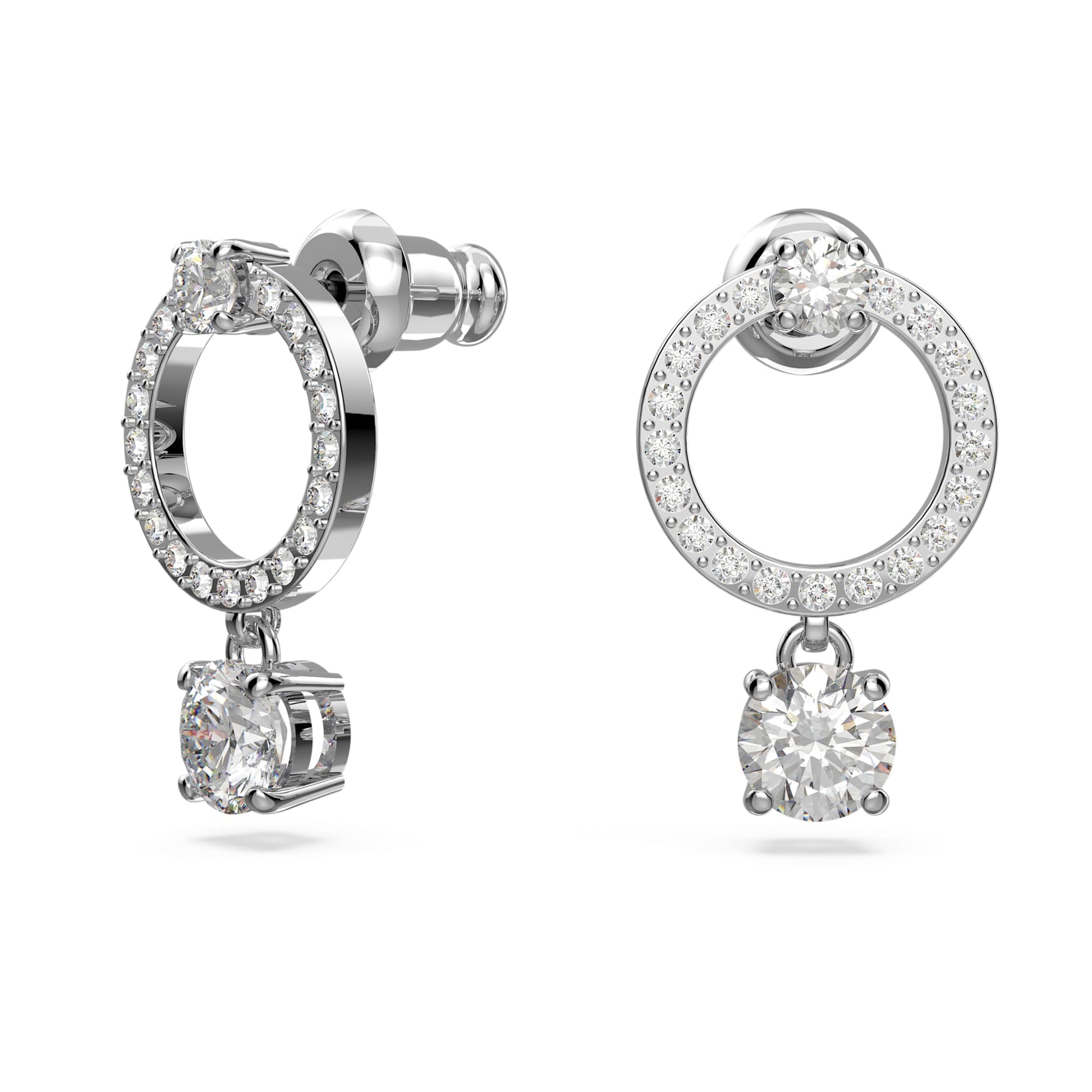 Swarovski Jewelry Constella hoop earrings Round cut, White, Rhodium plated 5563278