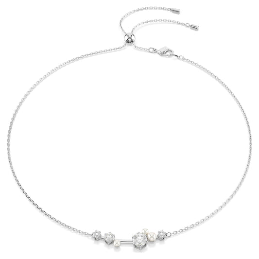Constella necklace Crystal pearl, Round cuts, White, Rhodium plated 5705626