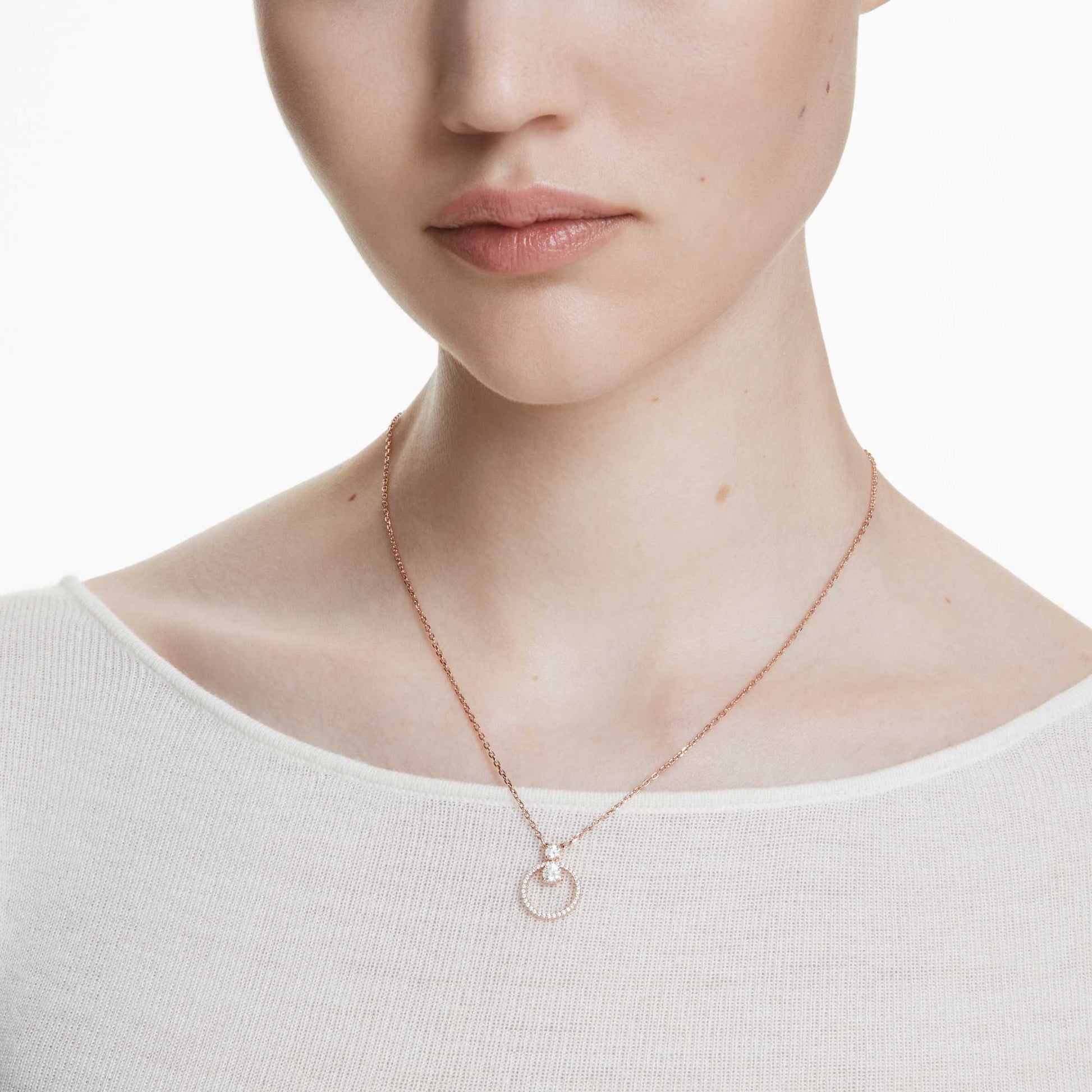 Swarovski Jewelry Constella pendant Round cut, White, Rose gold-tone plated 5692266