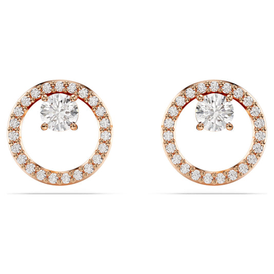 Swarovski Jewelry Constella stud earrings Round cut, White, Rose gold-tone plated 5692263