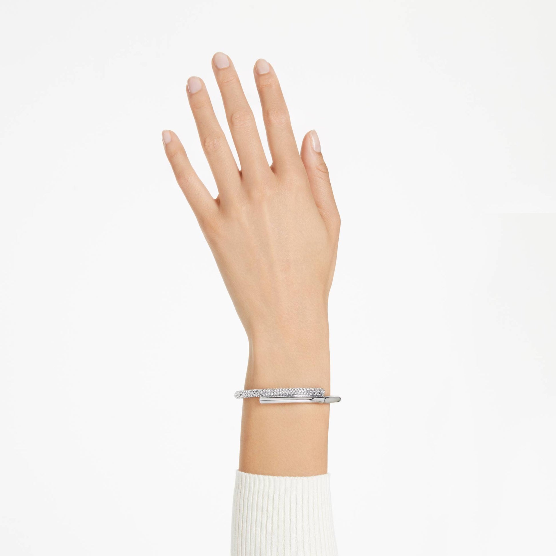 Swarovski Jewelry Dextera bangle Magnetic closure, White, Rhodium plated 5670252