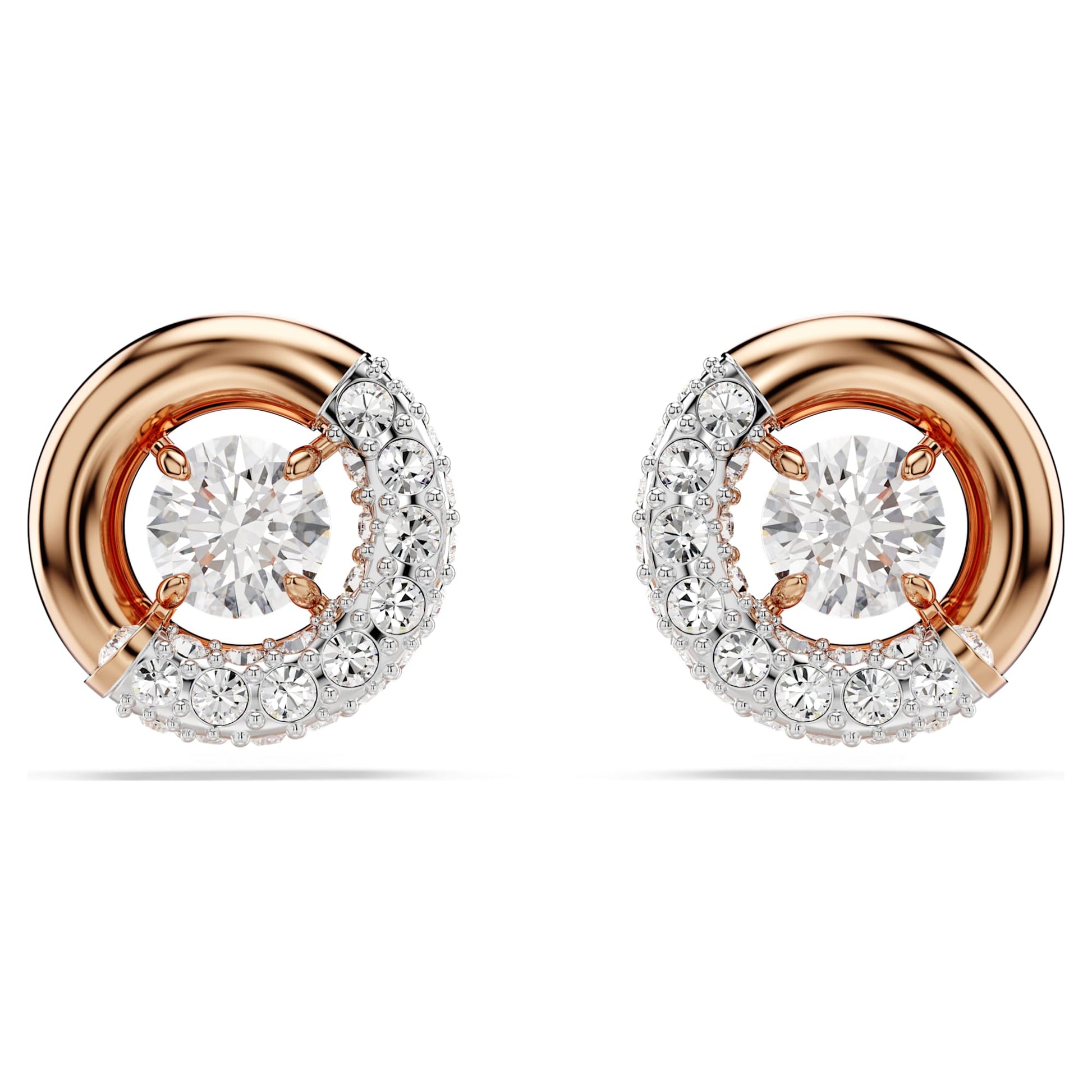 Swarovski Jewelry Dextera stud earrings Round cut, White, Rose gold-tone plated 5692258