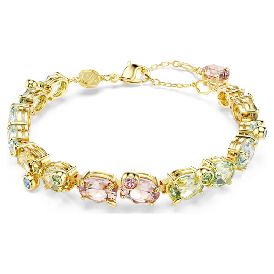 Swarovski Gema Tennis bracelet Mixed cuts, Multicolored, Gold-tone plated 5705808