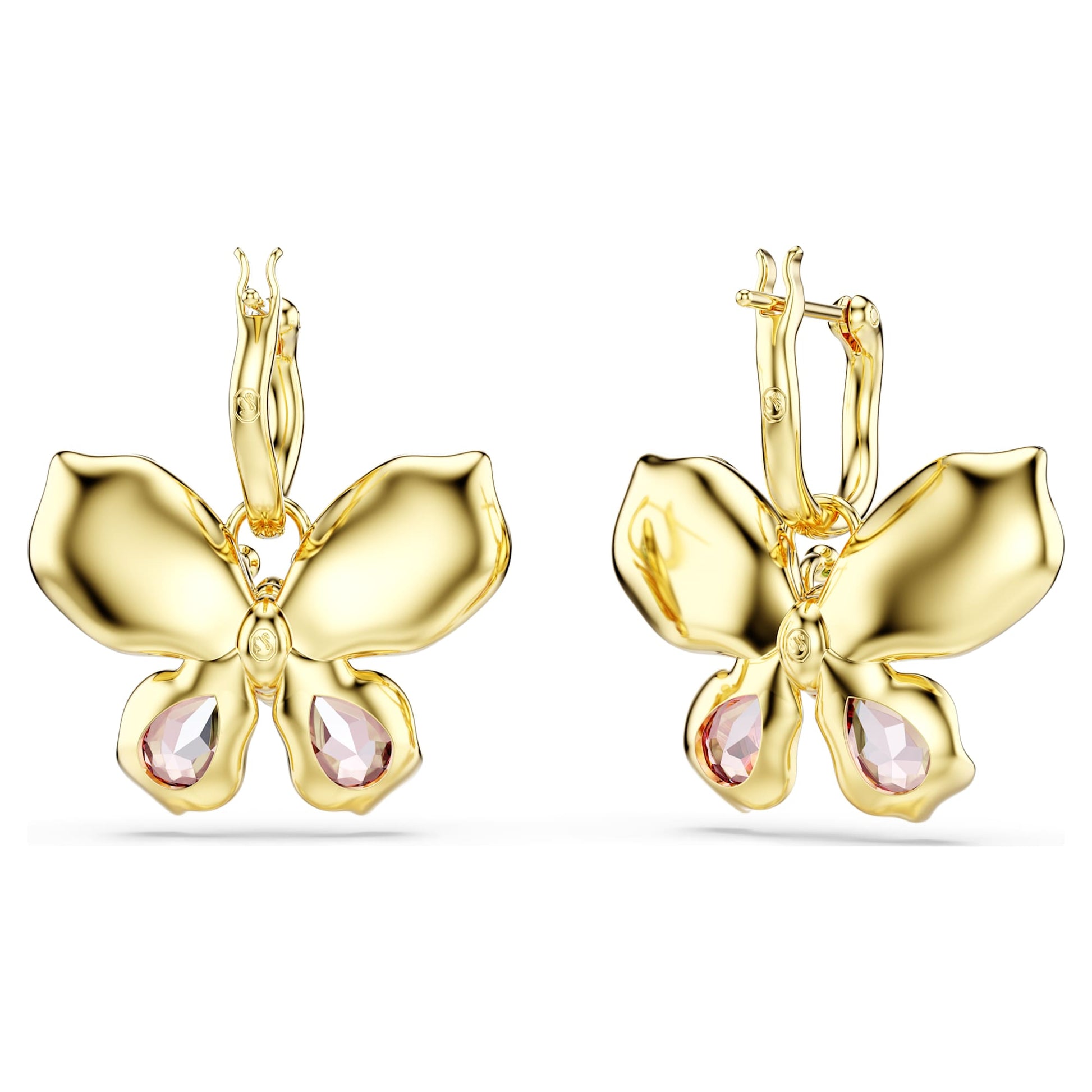 Swarovski Idyllia drop earrings Mixed cuts, Pavé, Butterfly, Multicolored, Gold-tone plated 5709953