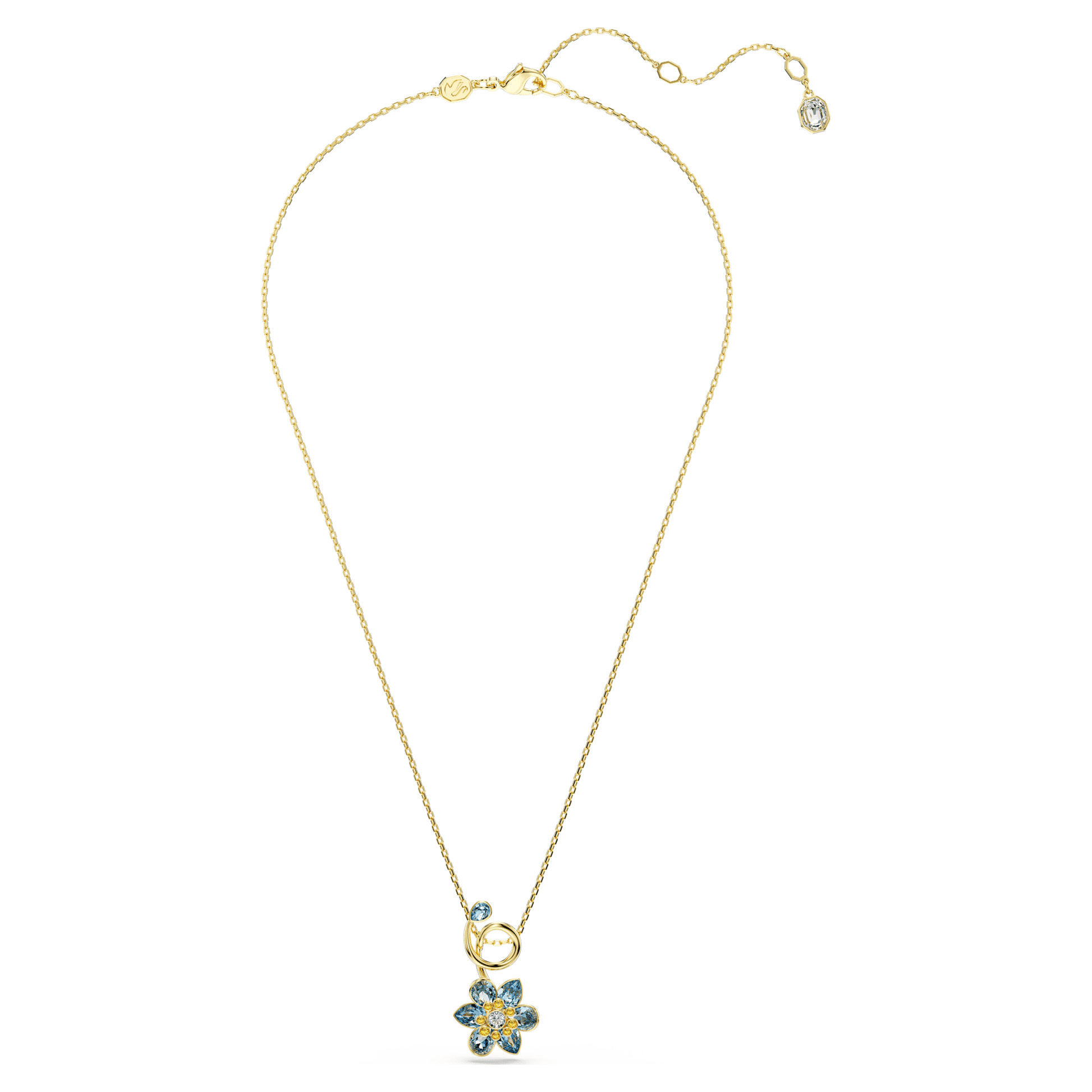 Swarovski Idyllia pendant Mixed cuts, Flower, Blue, Gold-tone plated 5709029