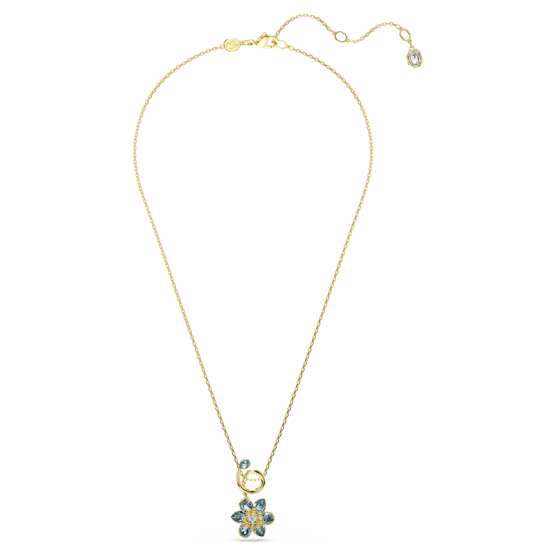Swarovski Idyllia pendant Mixed cuts, Flower, Blue, Gold-tone plated 5709029