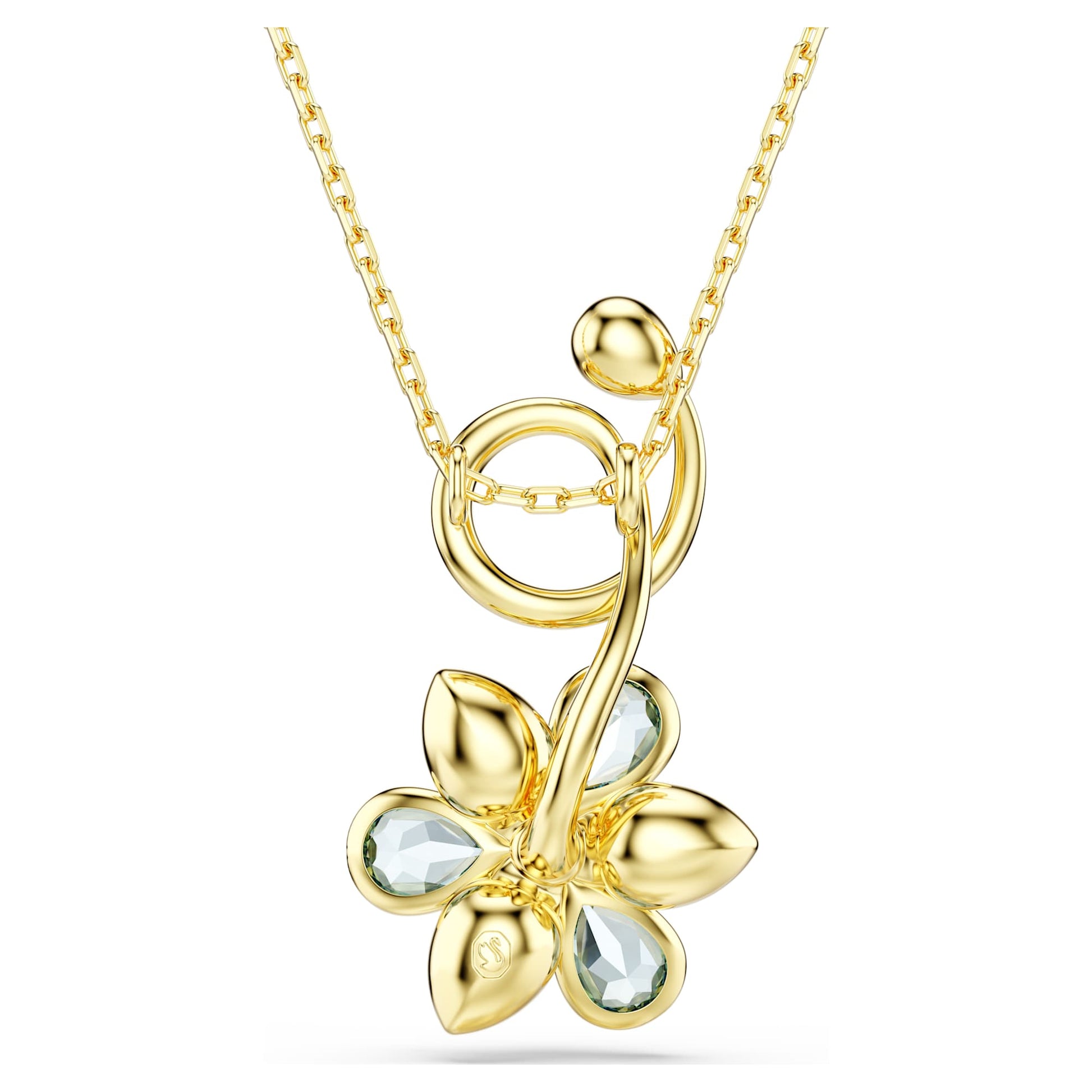 Swarovski Idyllia pendant Mixed cuts, Flower, Blue, Gold-tone plated 5709029