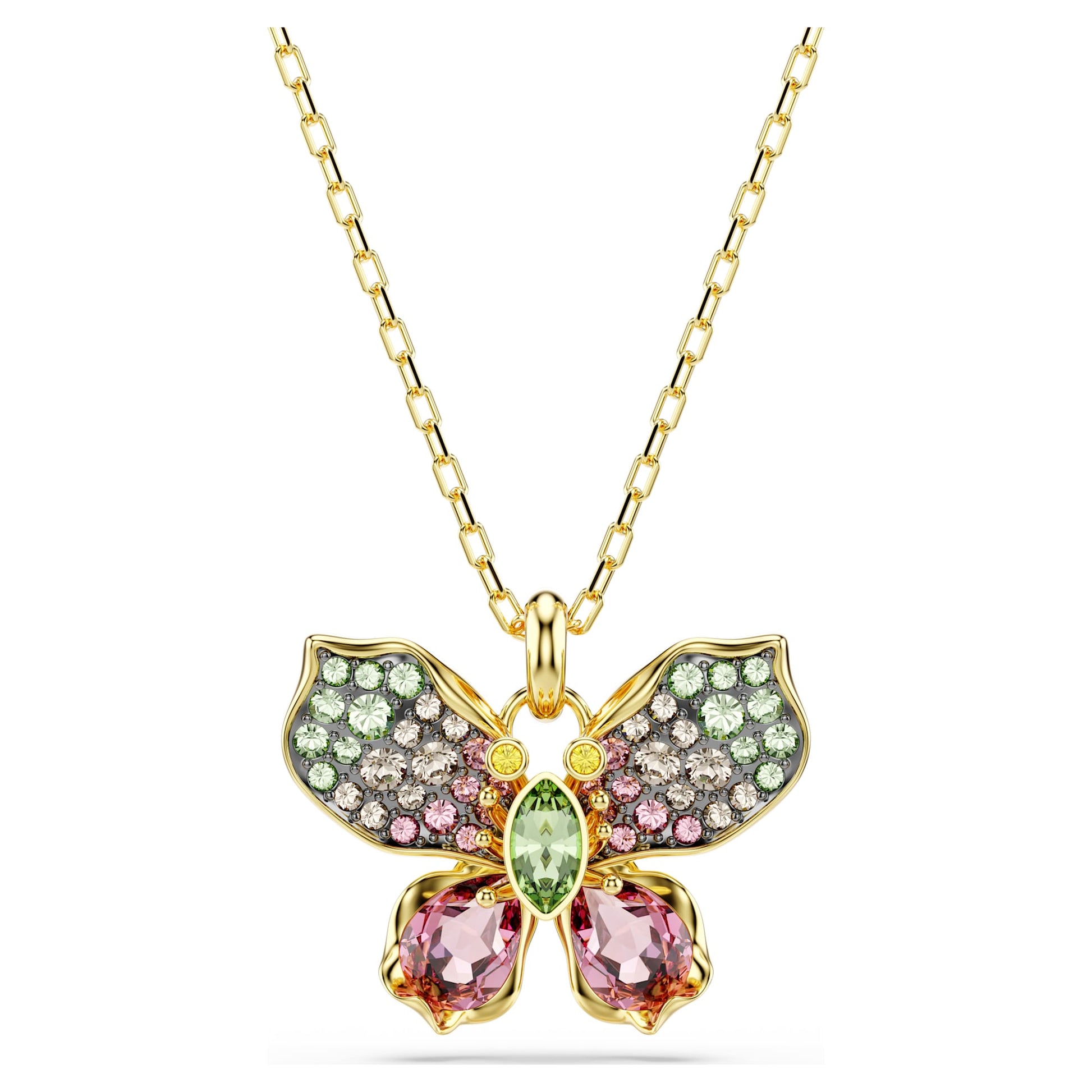 Swarovski Idyllia pendant Mixed cuts, Pavé, Butterfly, Multicolored, Gold-tone plated 5709950