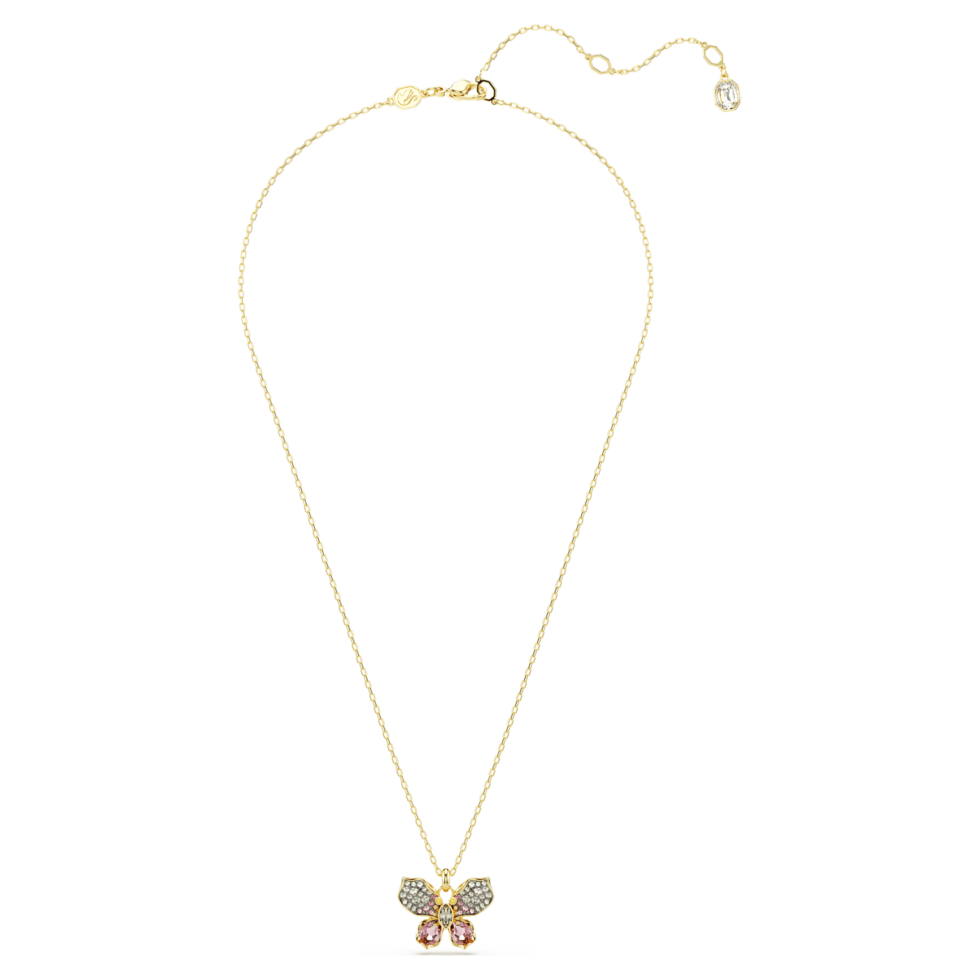 Swarovski Idyllia pendant Mixed cuts, Pavé, Butterfly, Multicolored, Gold-tone plated 5709950