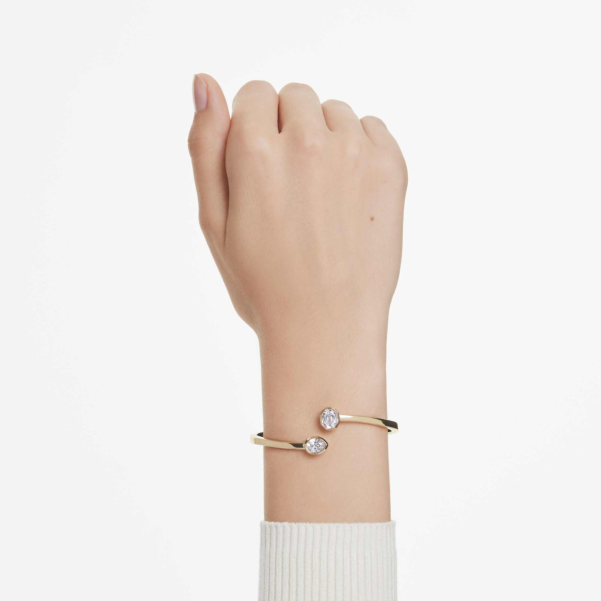 Swarovski Imber bangle Mixed cuts, White, Gold-tone plated 5714315