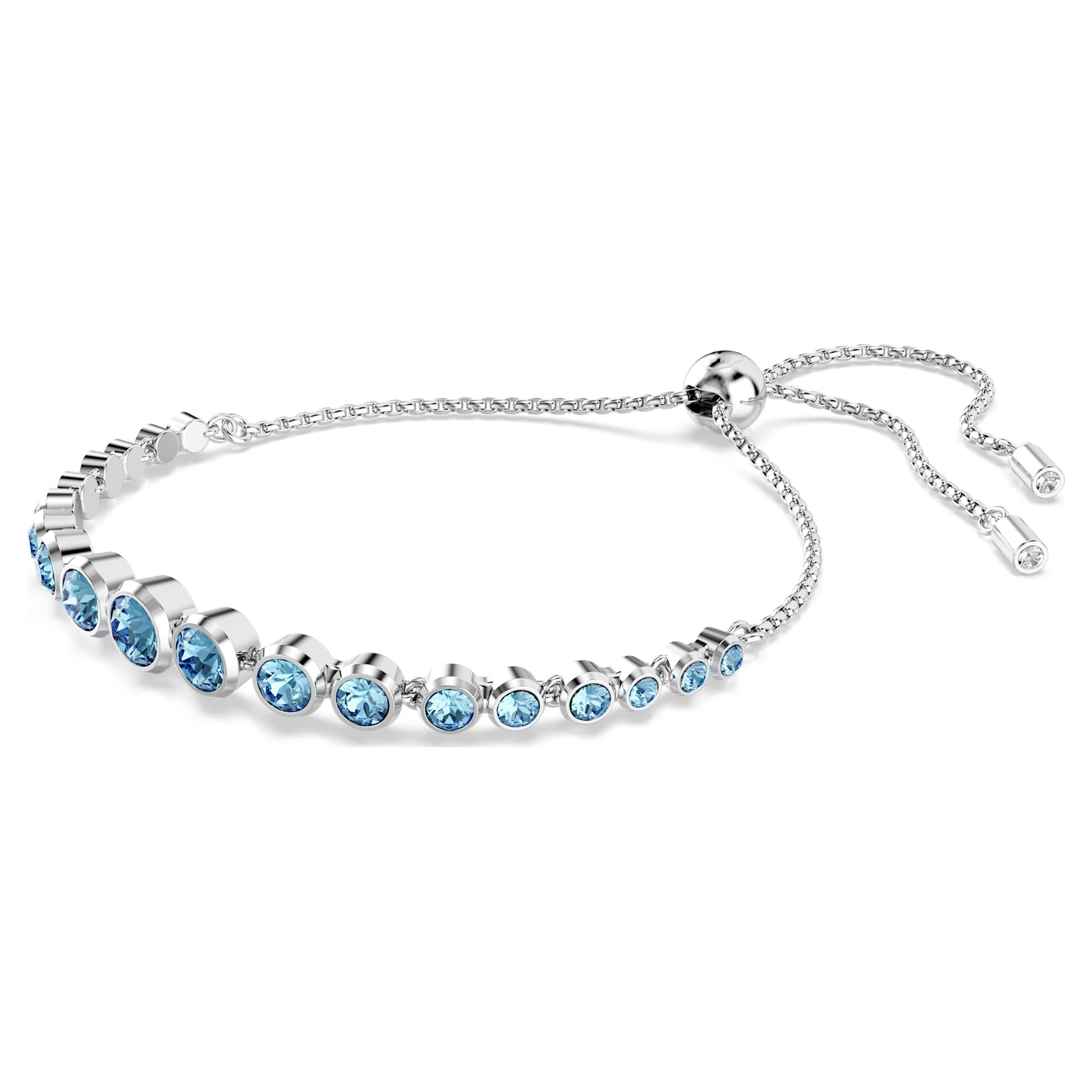 Swarovski Imber Tennis bracelet Mixed round cuts, Blue, Rhodium plated 5719282