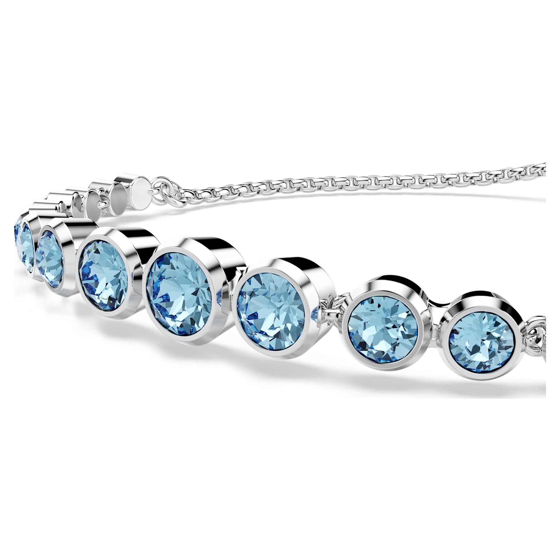 Swarovski Imber Tennis bracelet Mixed round cuts, Blue, Rhodium plated 5719282