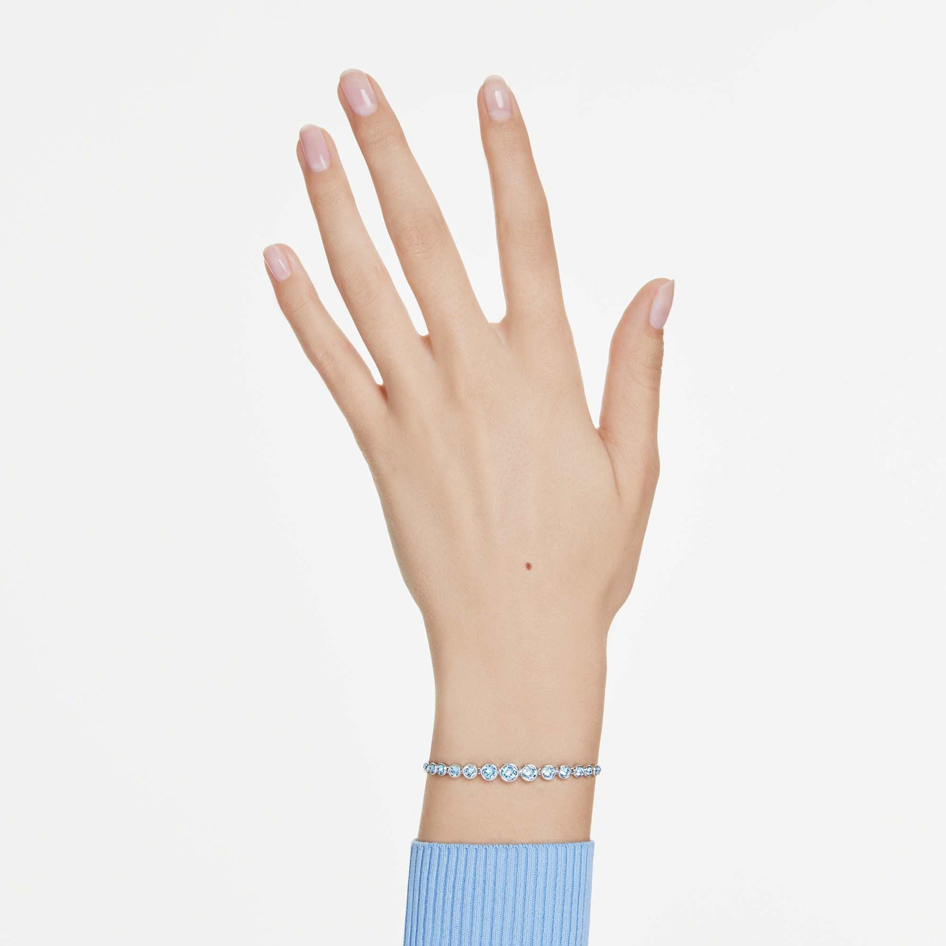 Swarovski Imber Tennis bracelet Mixed round cuts, Blue, Rhodium plated 5719282