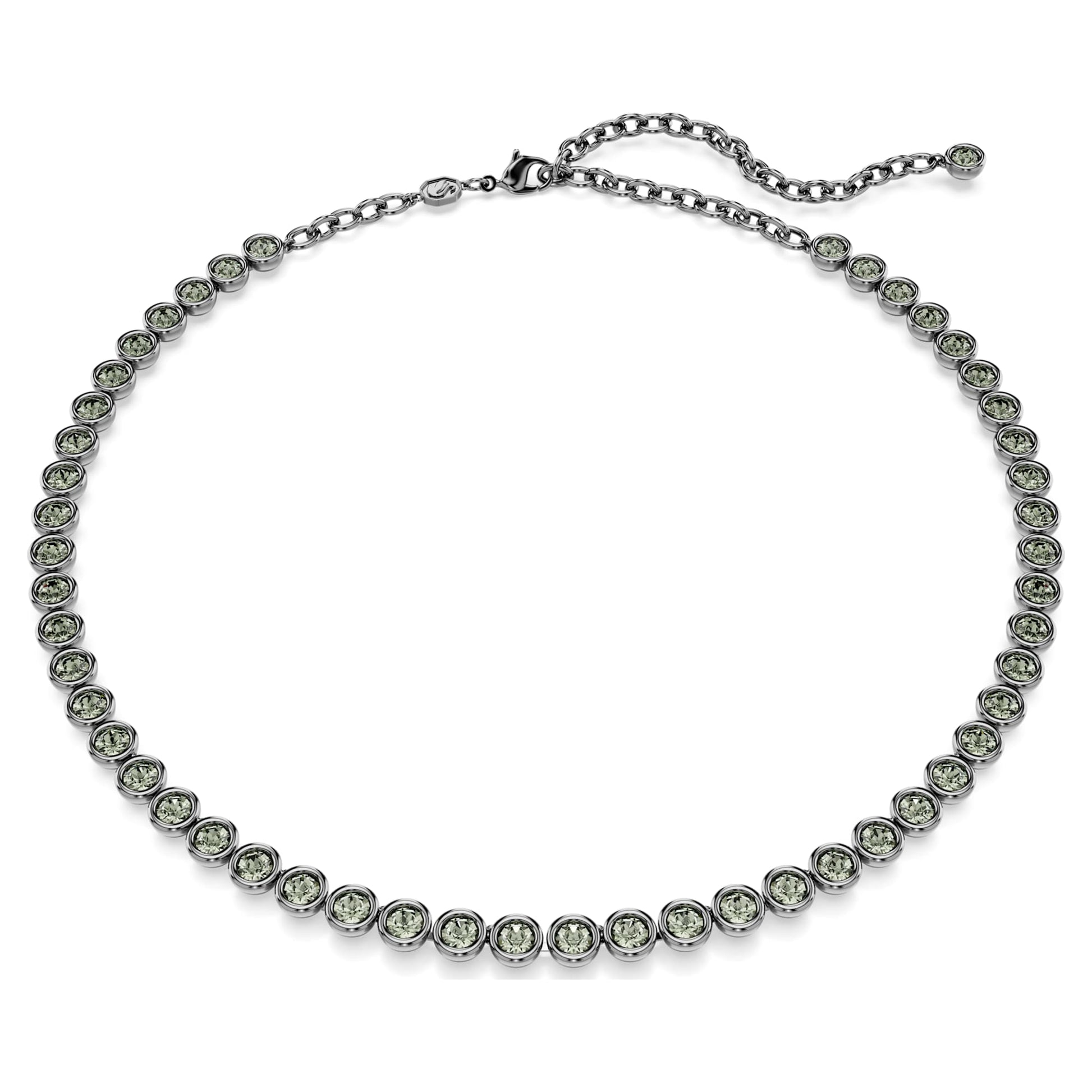 Swarovski Jewelry Imber Tennis necklace Round cut, Gray, Ruthenium plated 5682593