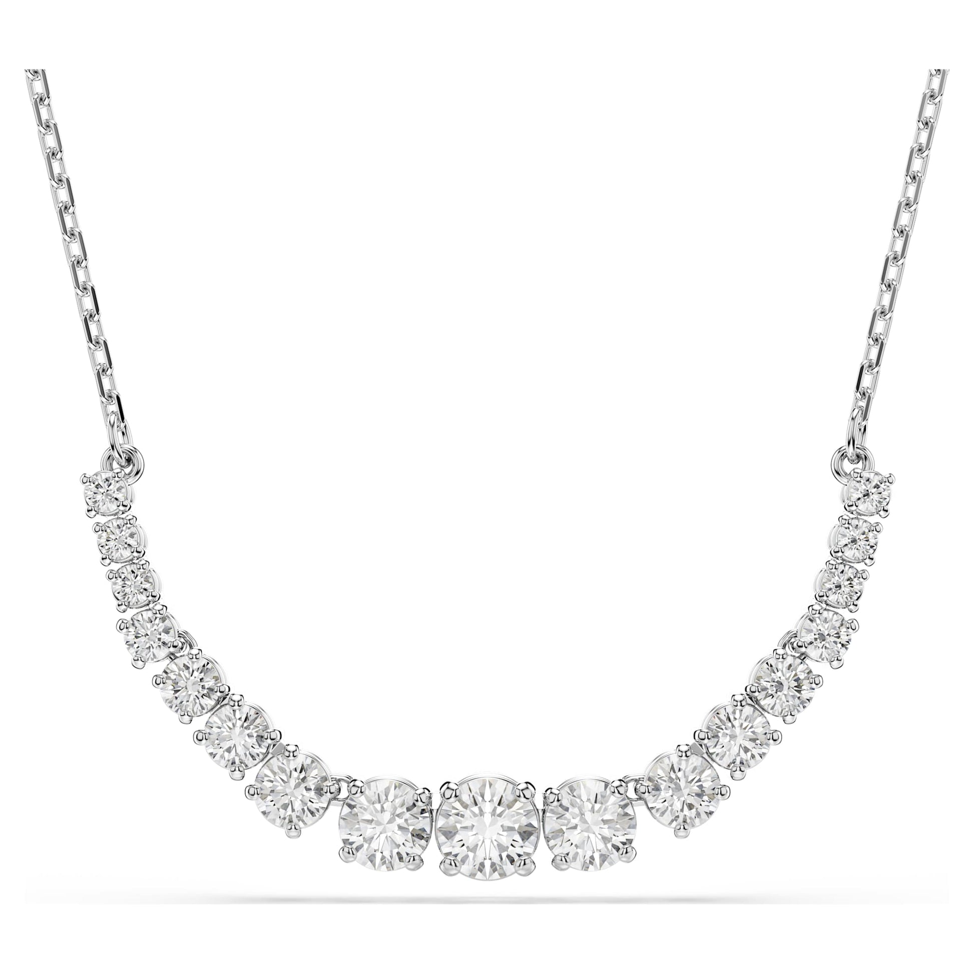 Swarovski Matrix necklace Gradient of round cuts, White, Rhodium plated 5705396