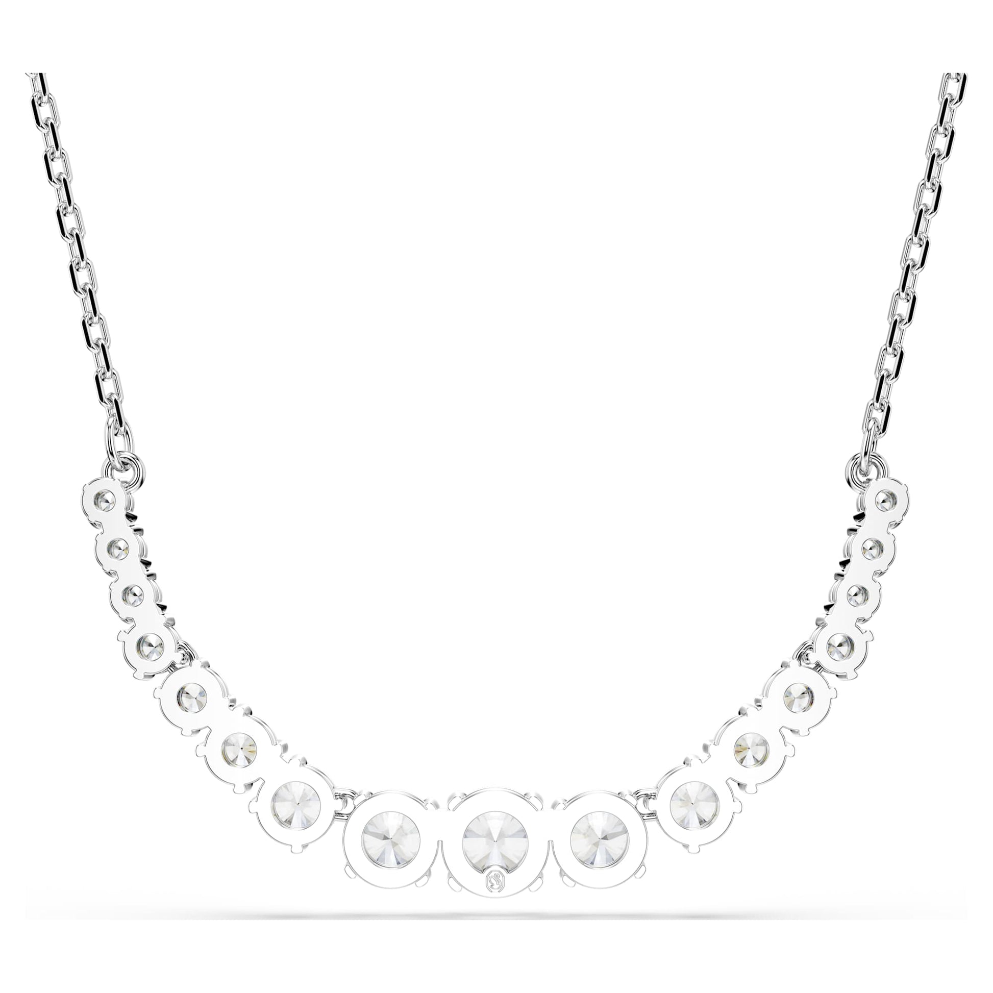 Swarovski Matrix necklace Gradient of round cuts, White, Rhodium plated 5705396