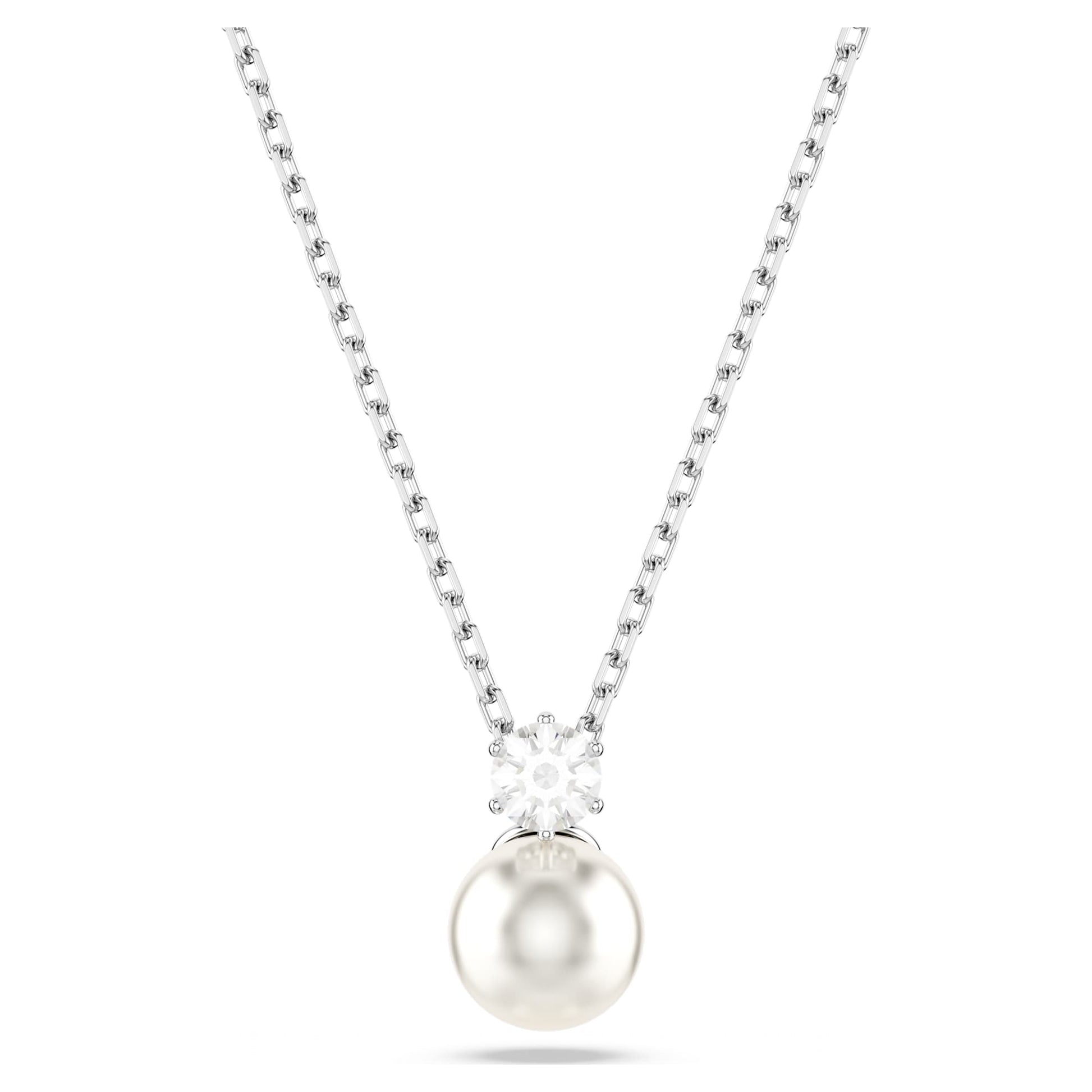 Swarovski Jewelry Matrix pendant Crystal pearl, Round cut, White, Rhodium plated 5693897