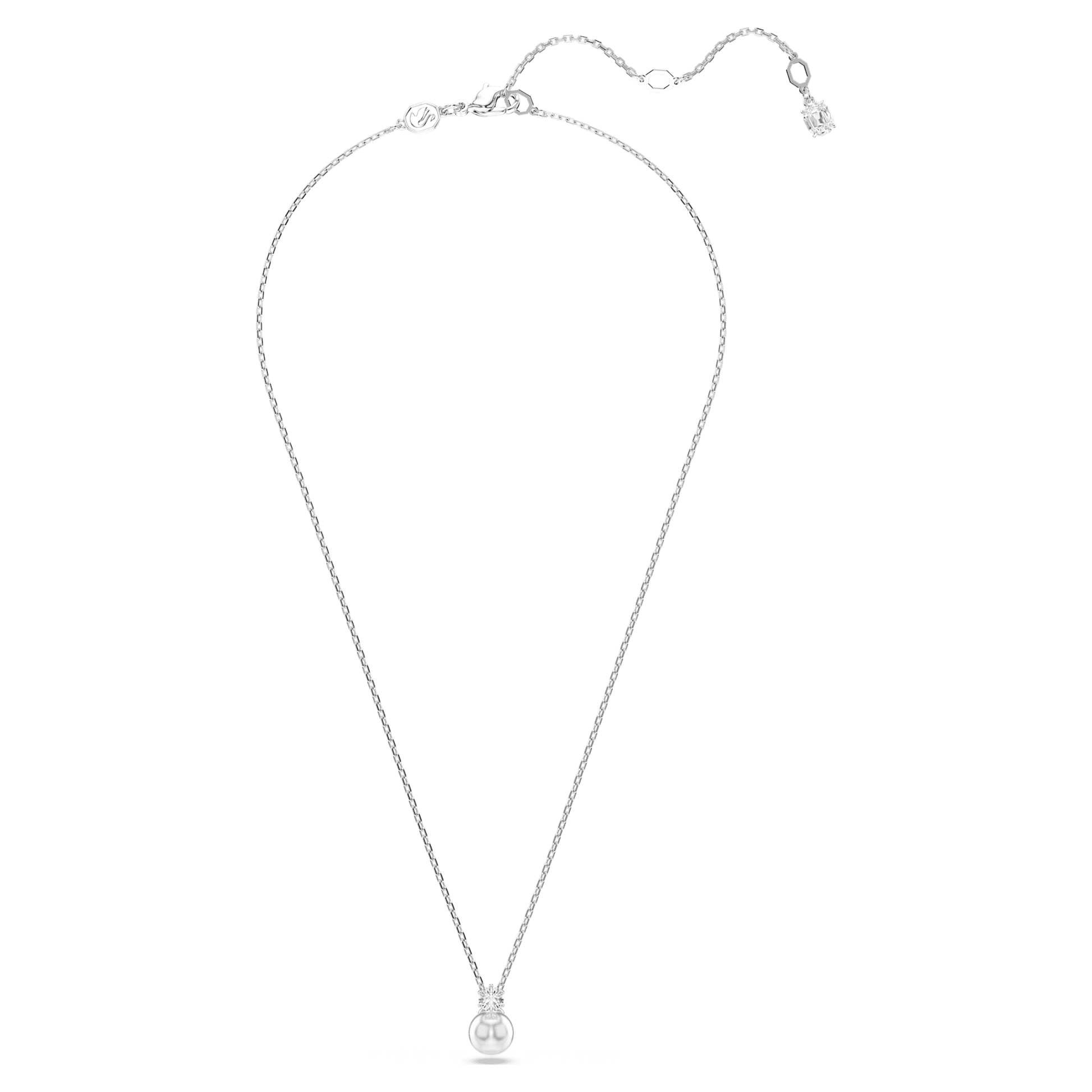 Swarovski Jewelry Matrix pendant Crystal pearl, Round cut, White, Rhodium plated 5693897