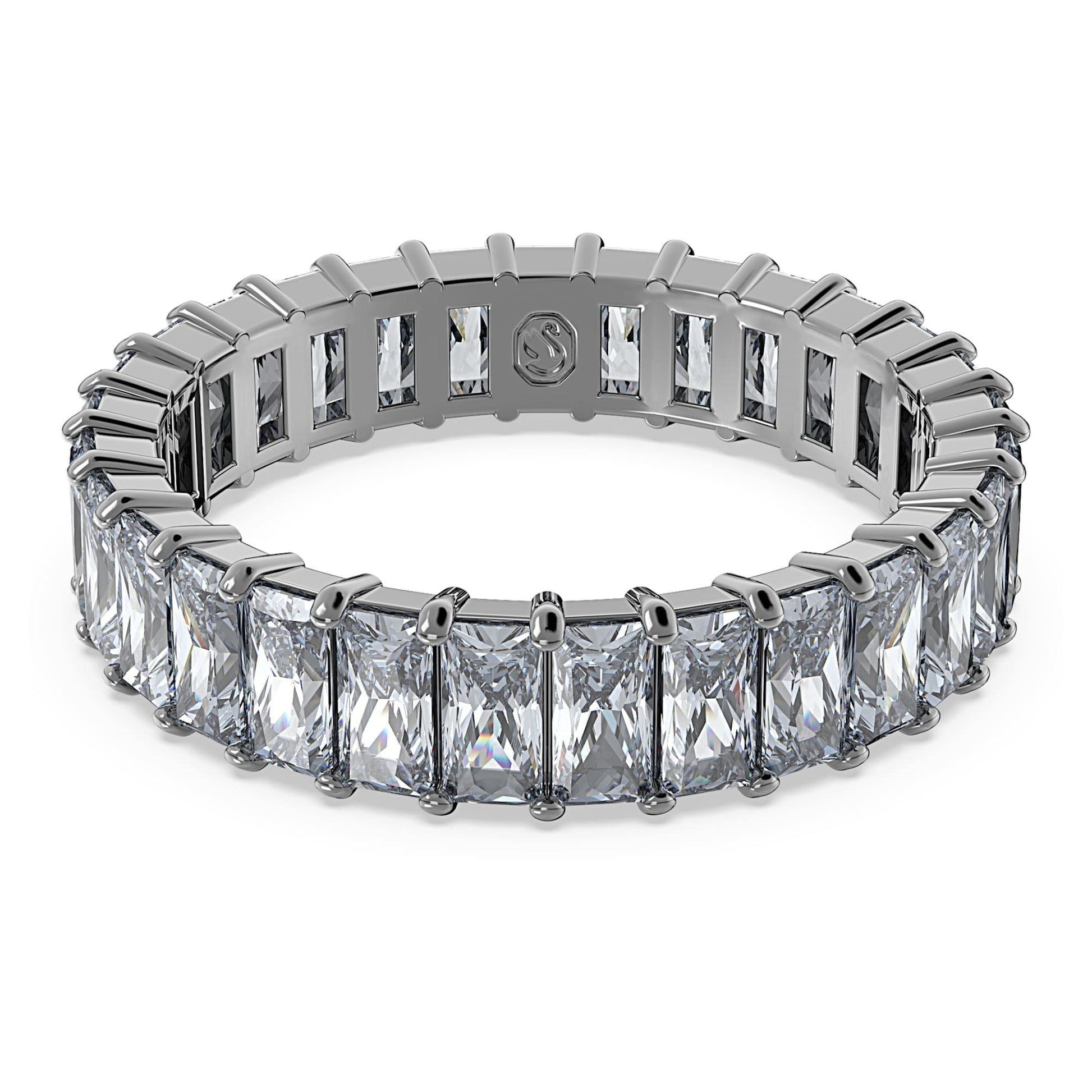 Swarovski Jewelry Matrix ring Baguette cut, Gray, Ruthenium plated 5661469