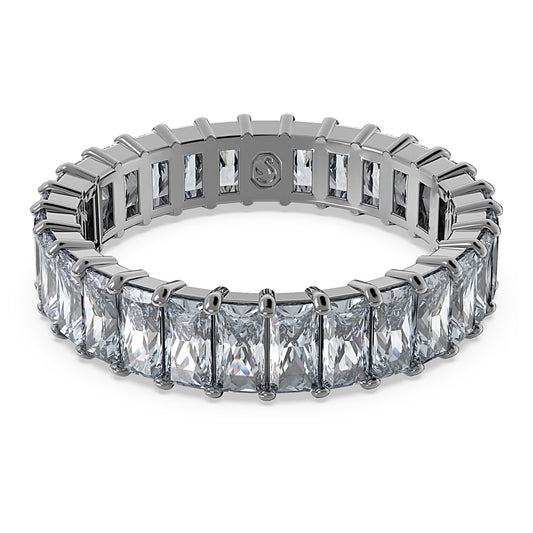 Swarovski Jewelry Matrix ring Baguette cut, Gray, Ruthenium plated 5661469