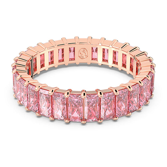 Swarovski Jewelry Matrix ring Baguette cut, Pink, Rose gold-tone plated 5648288